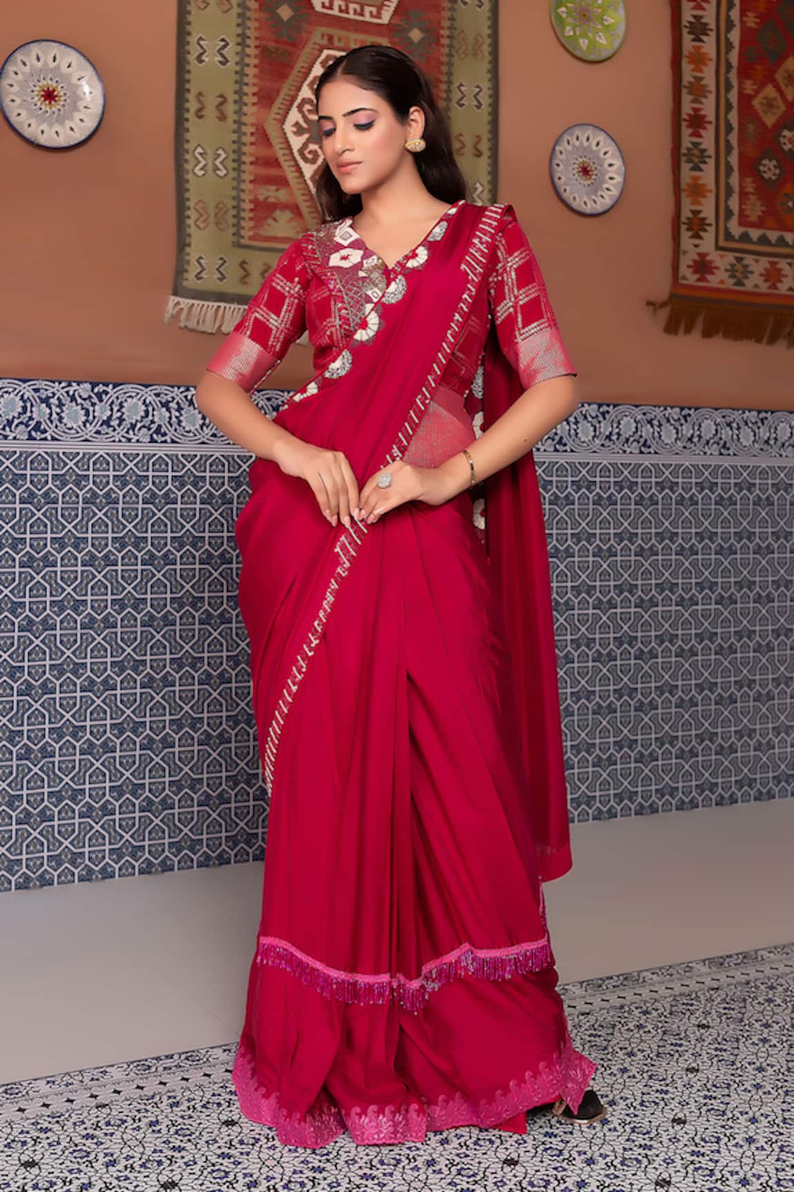 Nidhi Kejriwal Embroidered Georgette Saree With Blouse