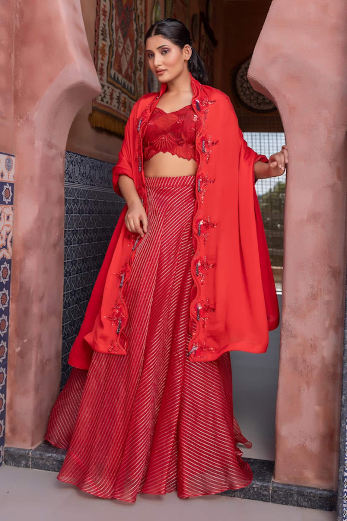 Nidhi Kejriwal Cutwork Embroidered Blouse Lehenga Set