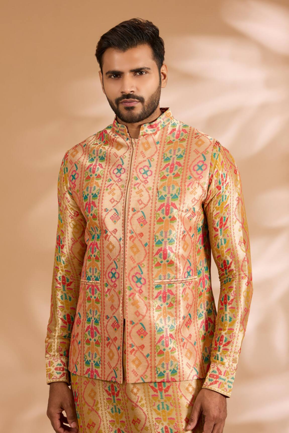 Rabani & Rakha Zari Benarsi Printed Bundi 