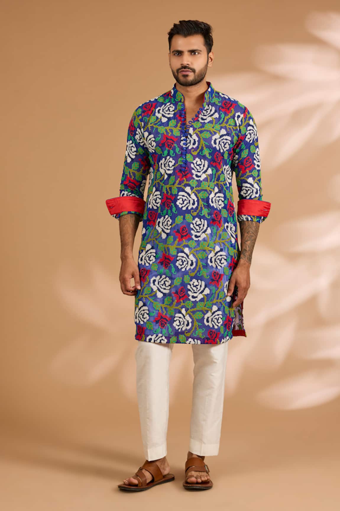 Rabani & Rakha Multi Color Thread Jaal Kurta With Pant 