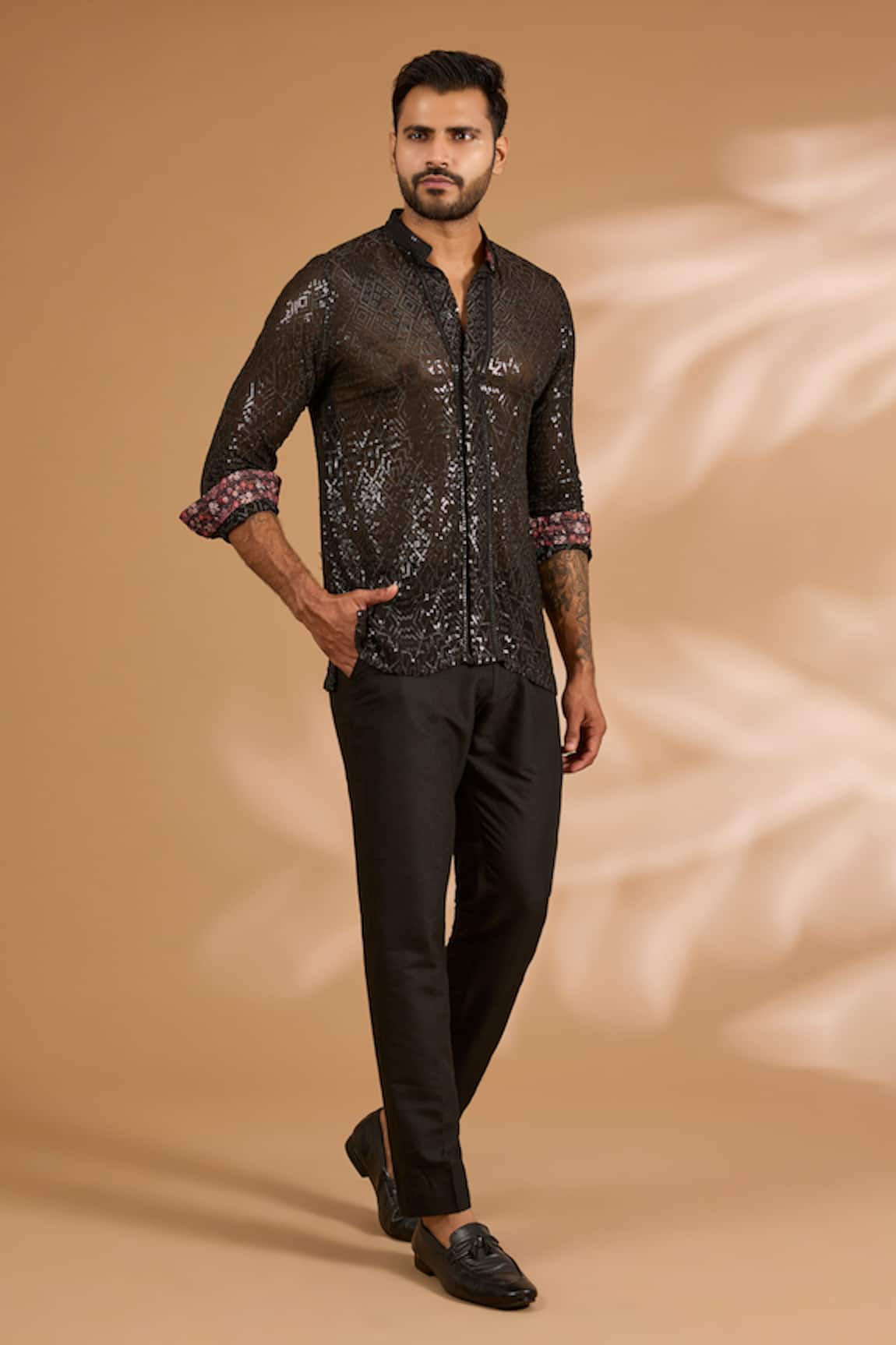 Rabani & Rakha Sequin Jaal Shirt With Pant 