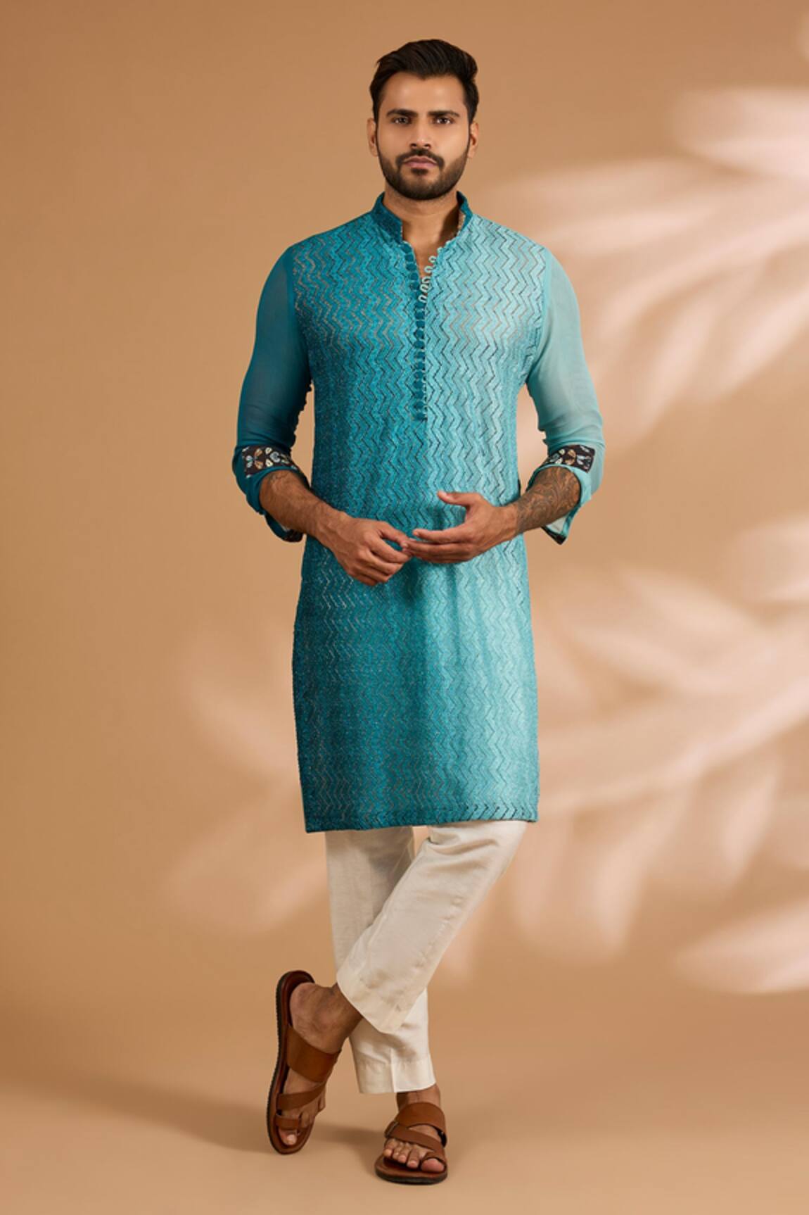 Rabani & Rakha Ombre Thread Embroidered Kurta & Pant Set 