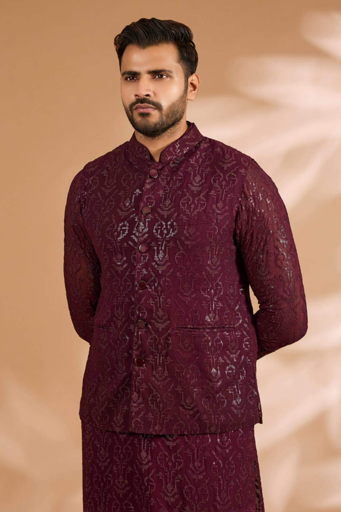 Rabani & Rakha Georgette Sequin Jaal Bundi 