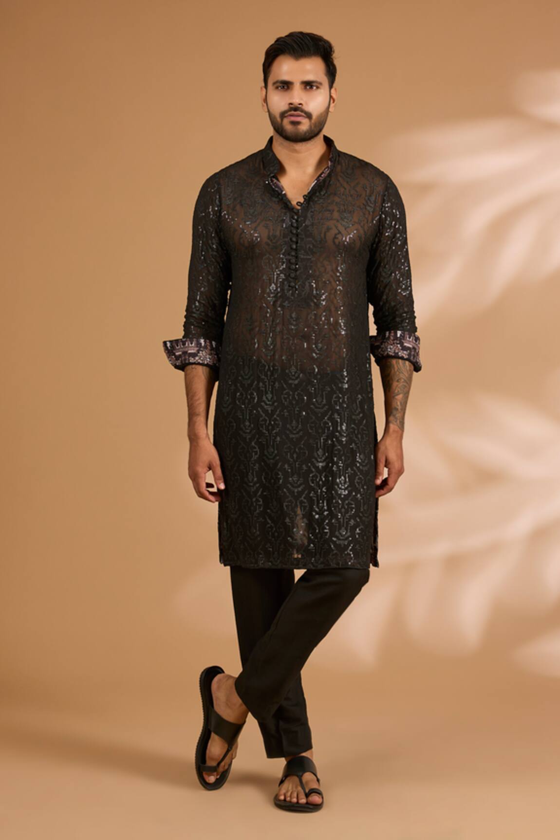 Rabani & Rakha Georgette Sequin Jaal Kurta Set 