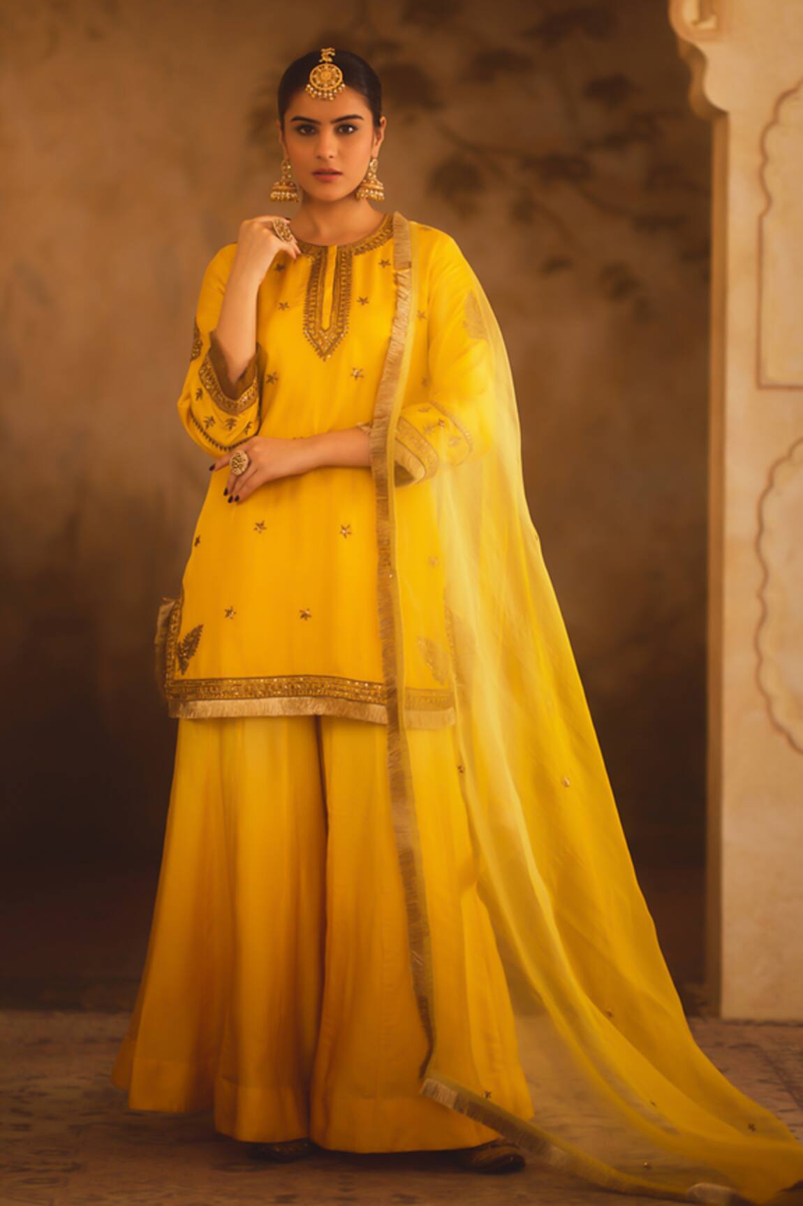 AFRIYA Zardozi Dori Embroidered Kurta Sharara Set