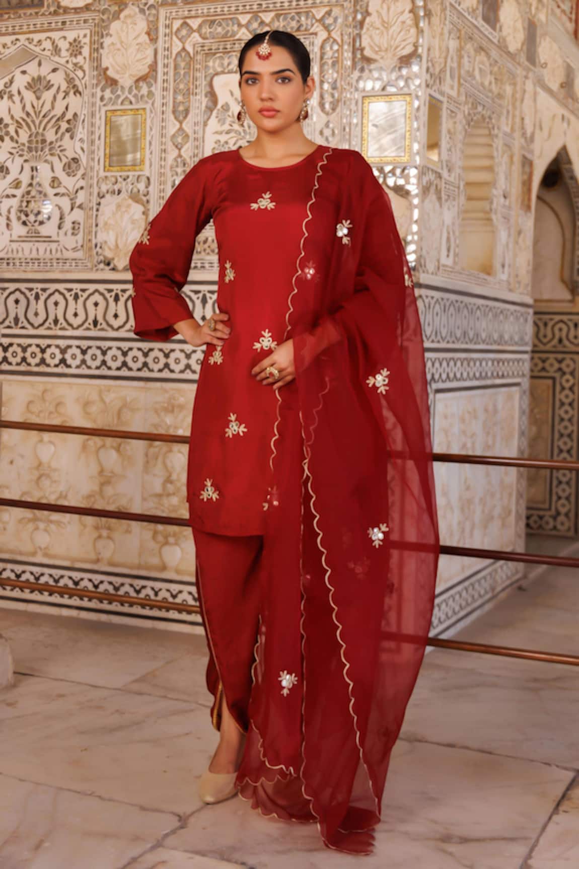 Bannhi By Priyanka Rathore Gota Patti Kurta Dhoti Pant & Dupatta Set