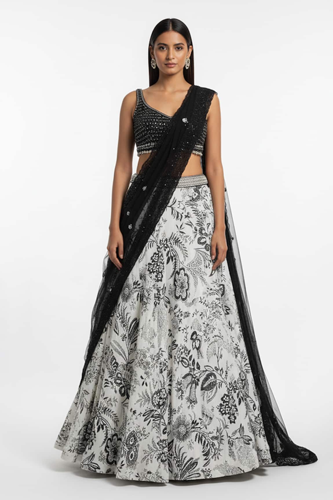 Basanti - Kapde Aur Koffee White Crepe Embroidered Lehenga Set