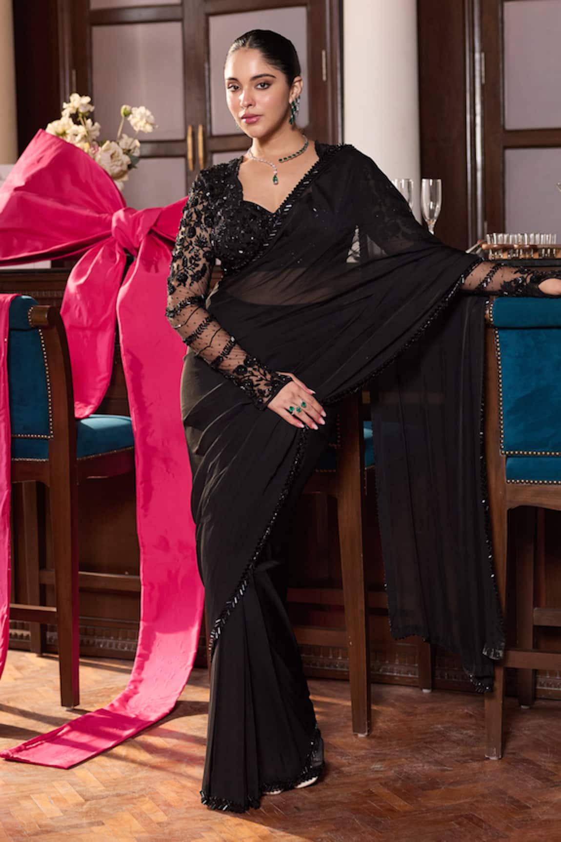 Seema Thukral Tina Embellished Blouse With Pre-Stitched Saree