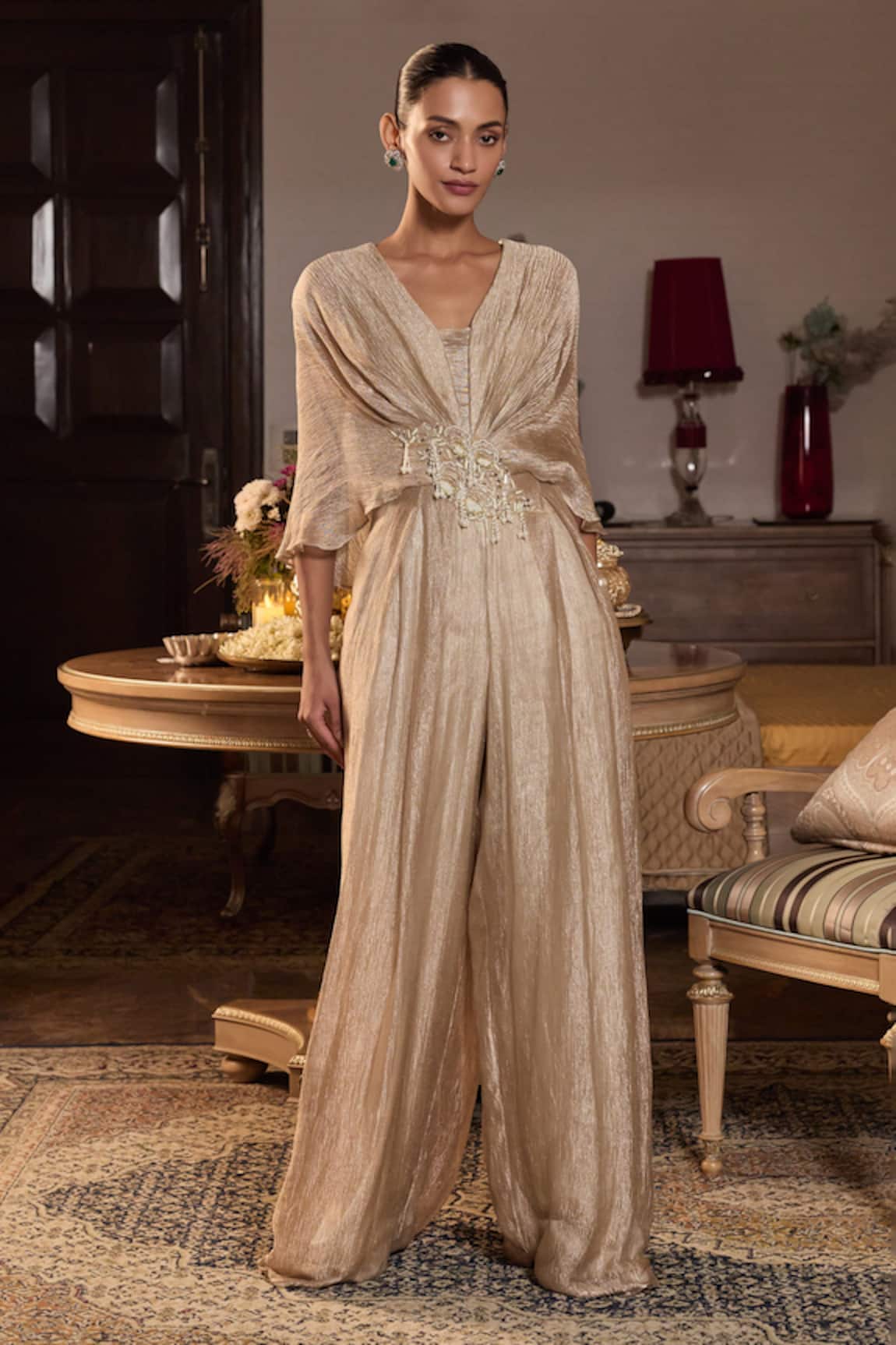 Seema Thukral Armira Embellished Pleated Jumpsuit