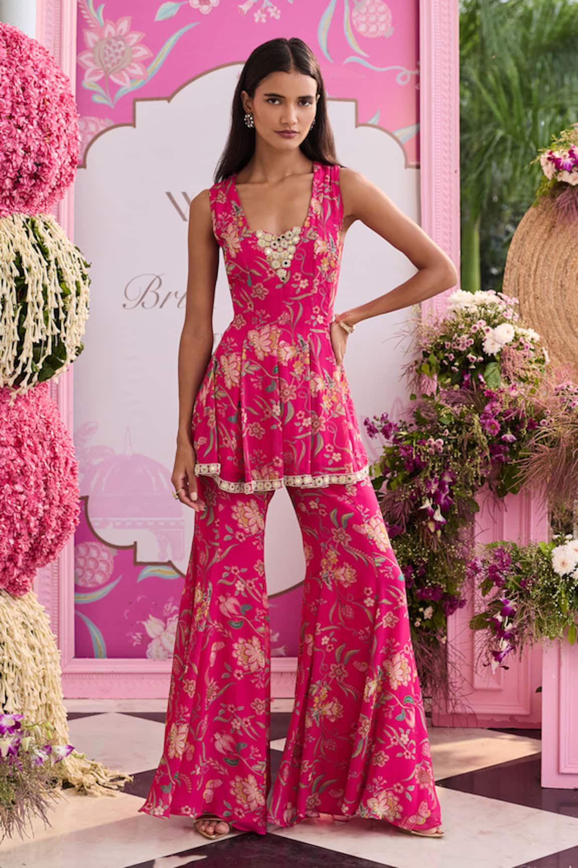 Seema Thukral Mahima Printed Peplum Top & Flared Pant Set