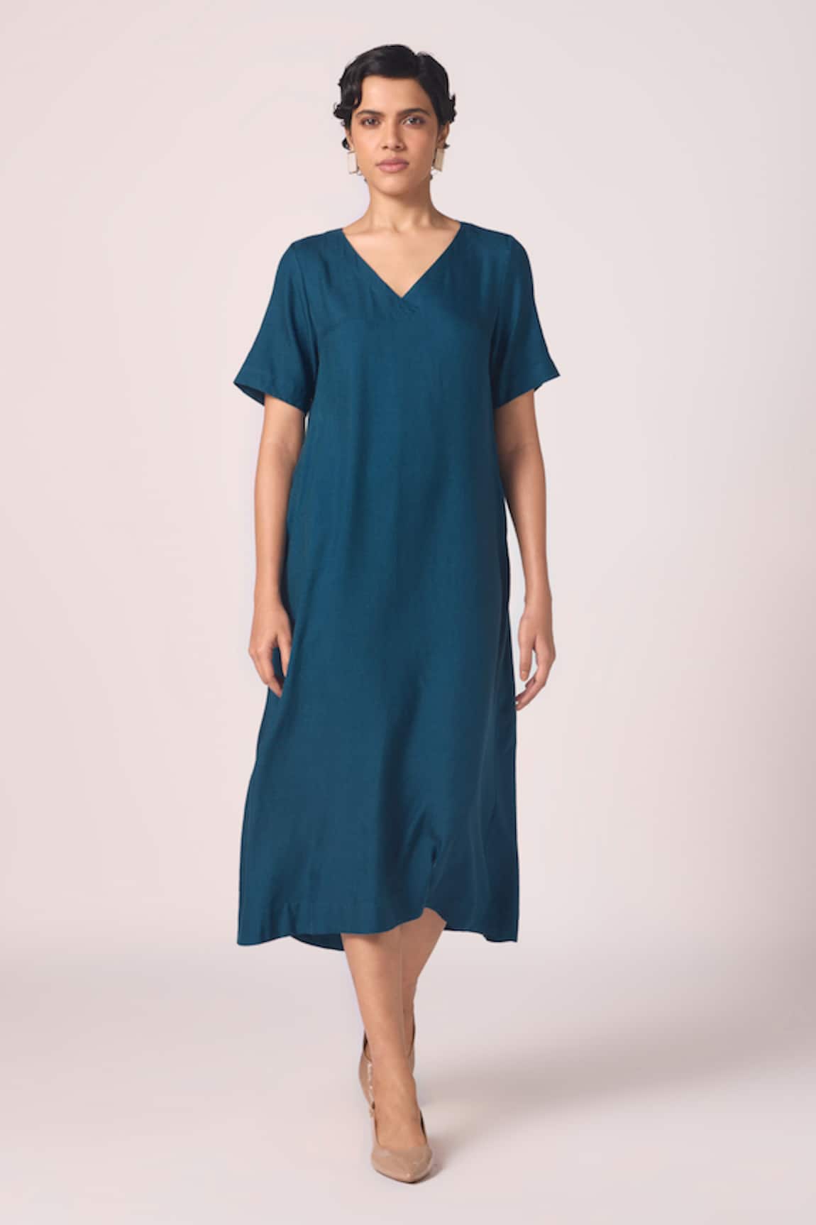 The Summer House Vega Solid Blue Midi Dress