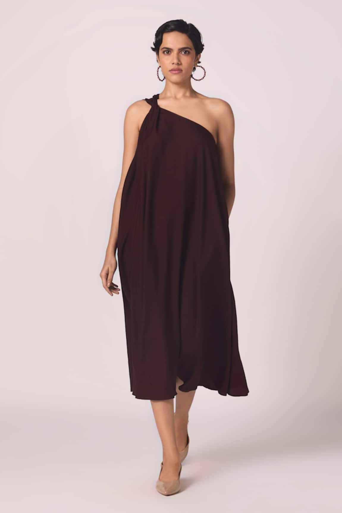 The Summer House Izar Wine One Shoulder A Line Dress
