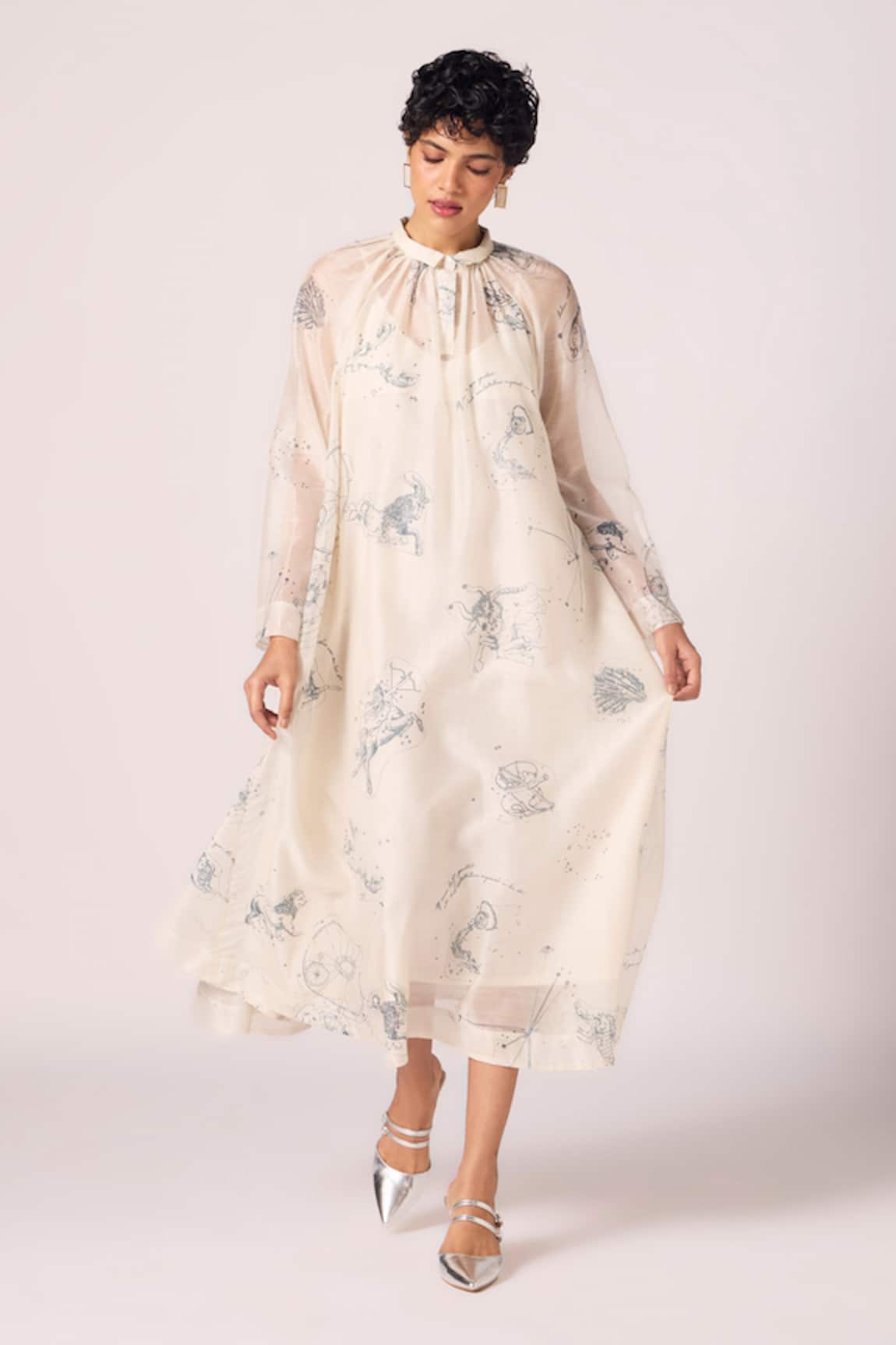 The Summer House Cheryl Zodiac Print Handwoven Midi Dress