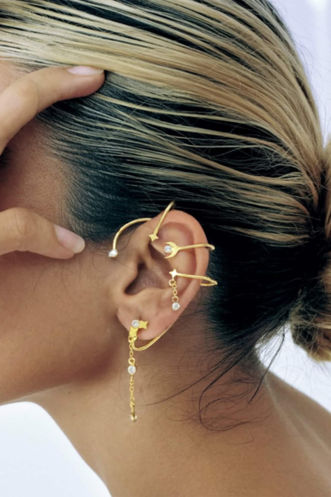 Mnsh Star Moon Pair Of Ear Cuffs