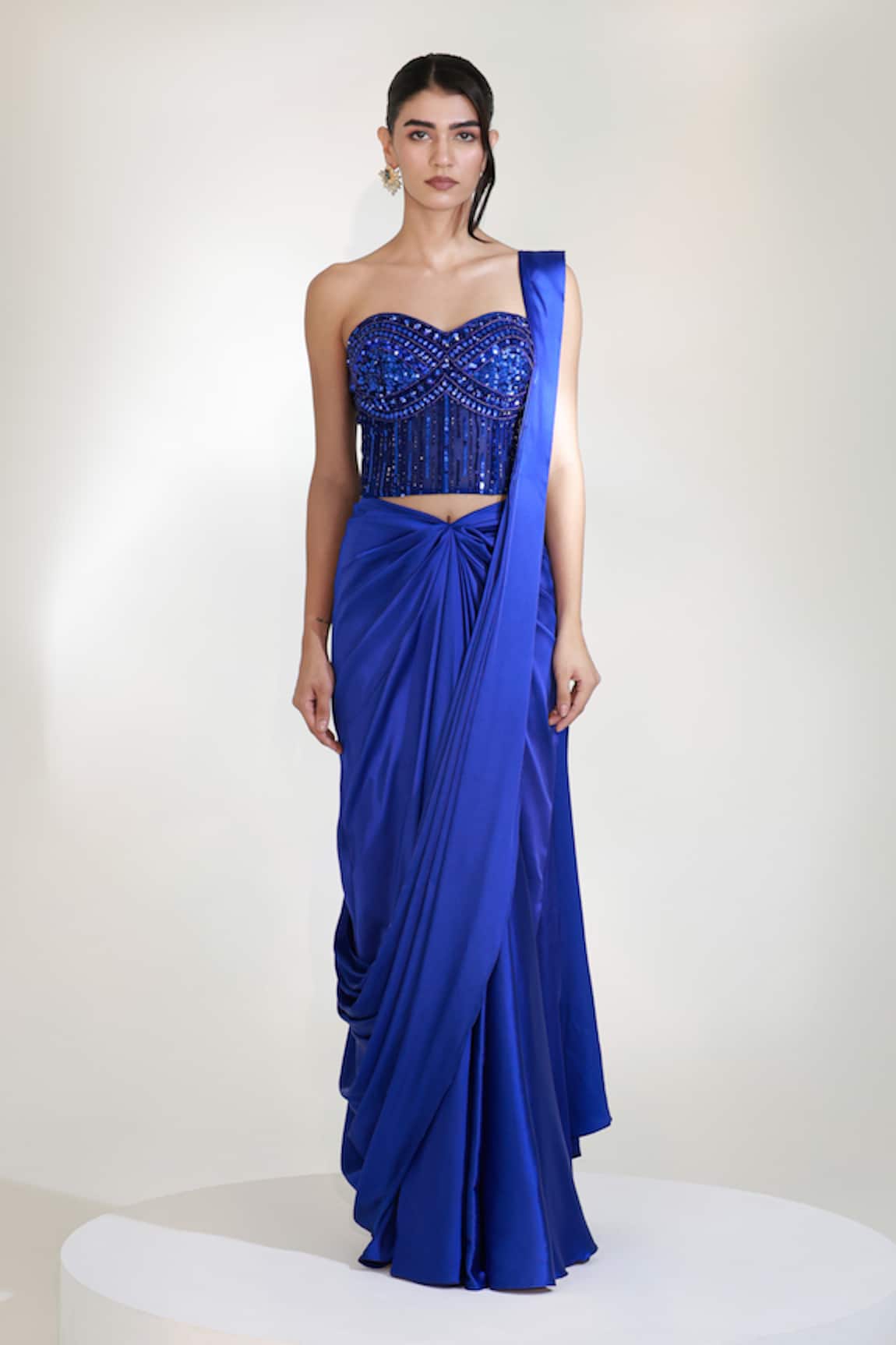 Libas Cafe by Nidhi & Ashish Armour Pre-Draped Saree With Embroidered Corset