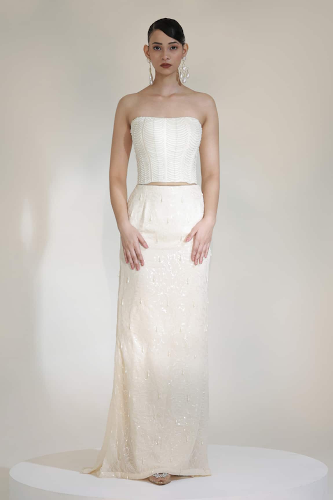 Libas Cafe by Nidhi & Ashish Halo Embroidered Corset With Fishcut Lehenga 