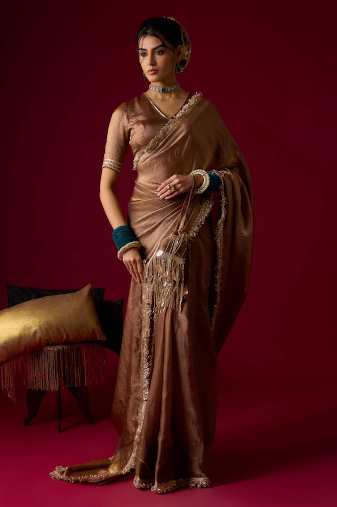 RAYASHA KHAN Zarina Tissue Saree & Blouse Set