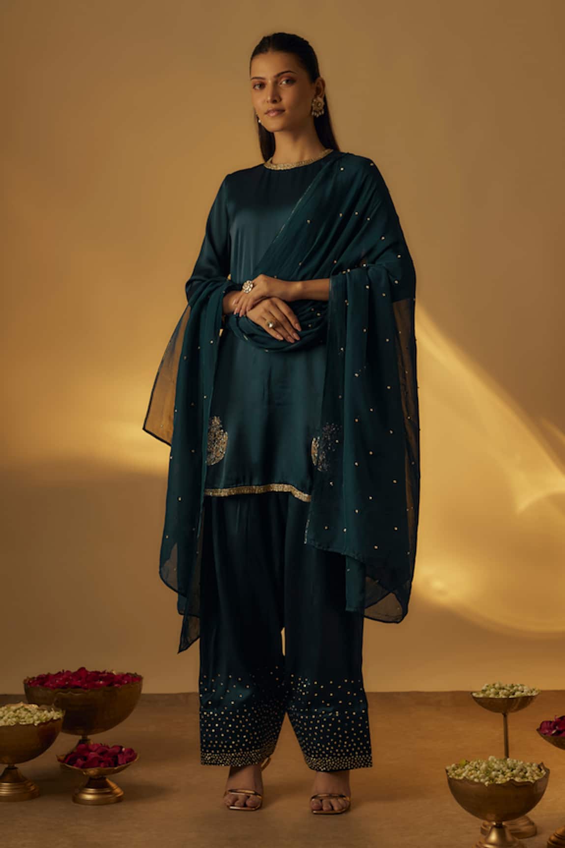 RAYASHA KHAN Midnight Blue Kurta Farshi Salwar Set