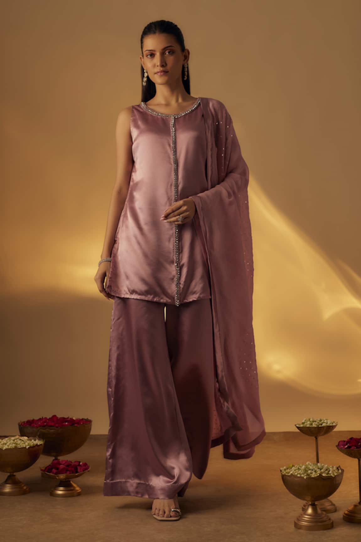 RAYASHA KHAN Dusty Pink Short Kurta Set