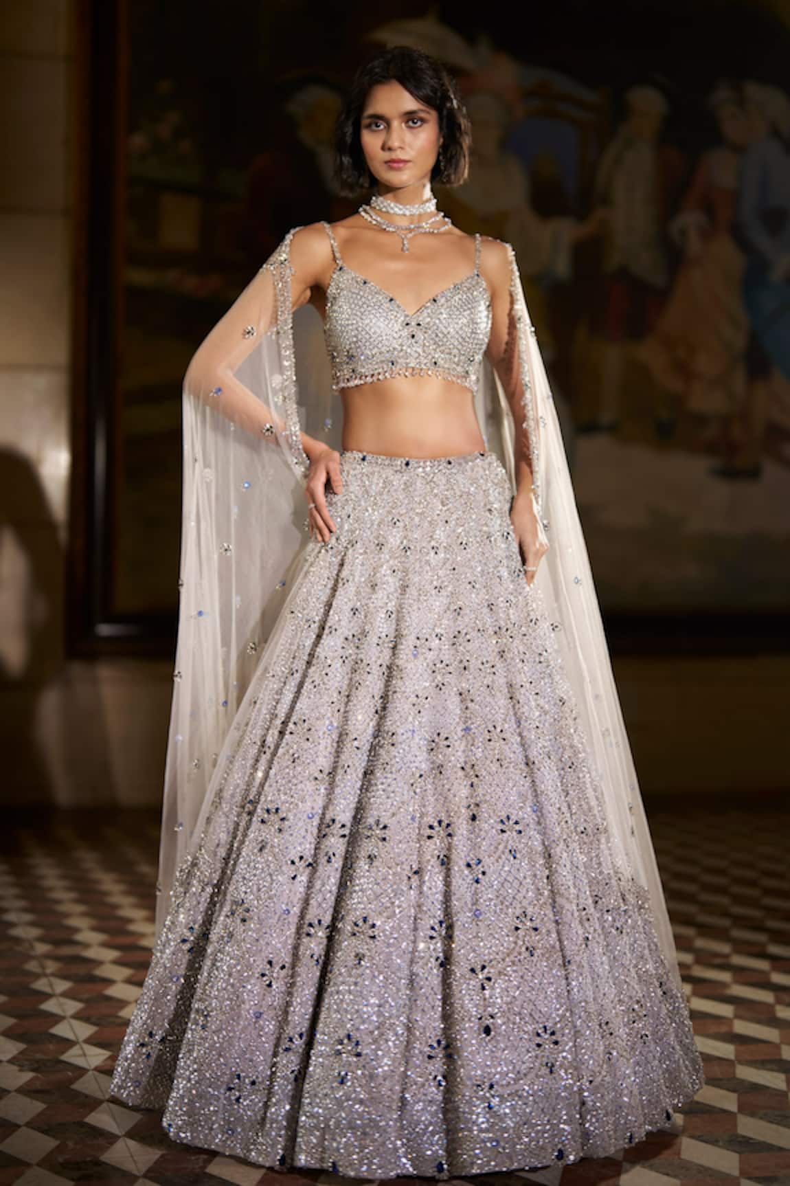 Seema Gujral Crystal Embroidered Lehenga Set 
