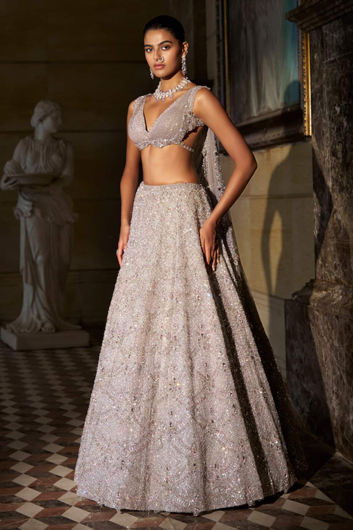 Seema Gujral Crystal Embroidered Lehenga Set 