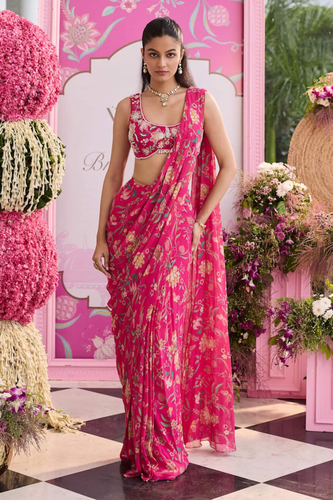 Seema Thukral Zoha Printed Pre-Stitched Saree With Blouse