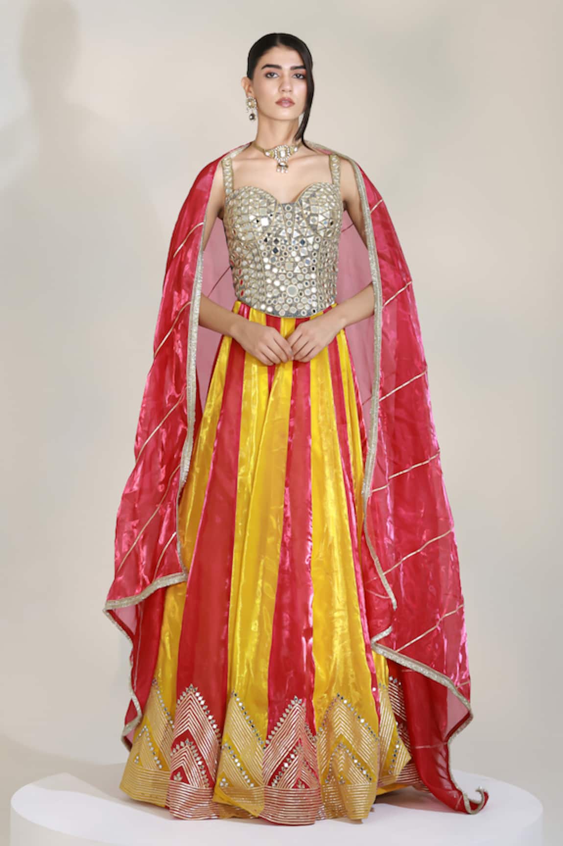 Libas Cafe by Nidhi & Ashish Mirage Colorblock Lehenga Set 