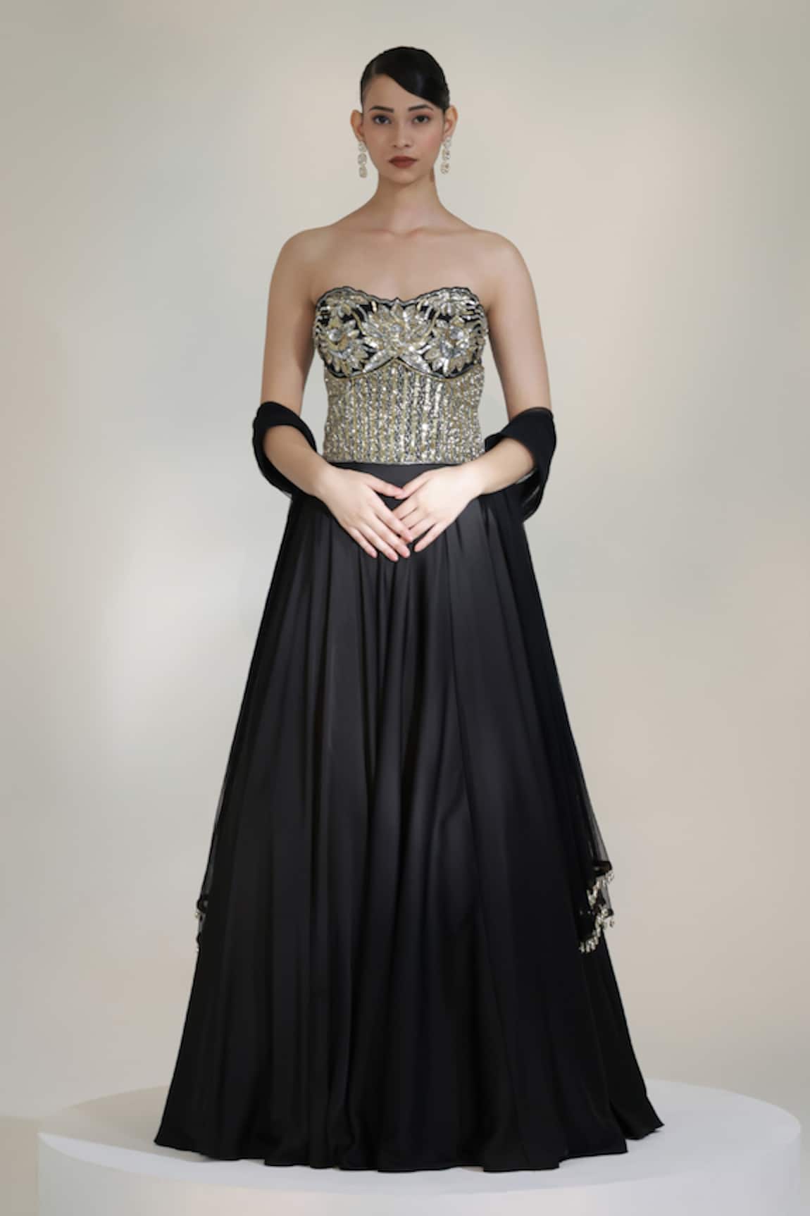 Libas Cafe by Nidhi & Ashish Eclipse Embroidered Corset Lehenga Set