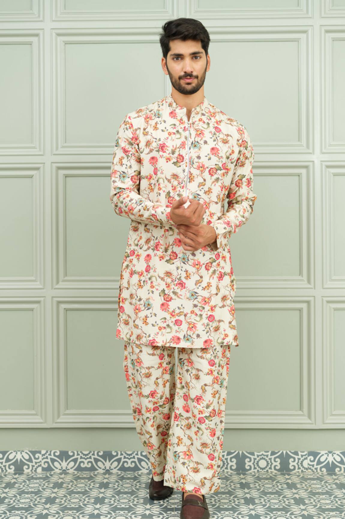 Niloufer By Aasif Ally Lal Bagh Floral Printed Kurta & Pant Set