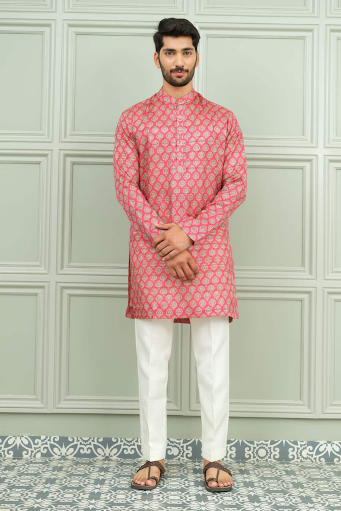 Niloufer By Aasif Ally Lal Pataka Printed Short Kurta & Pant Set
