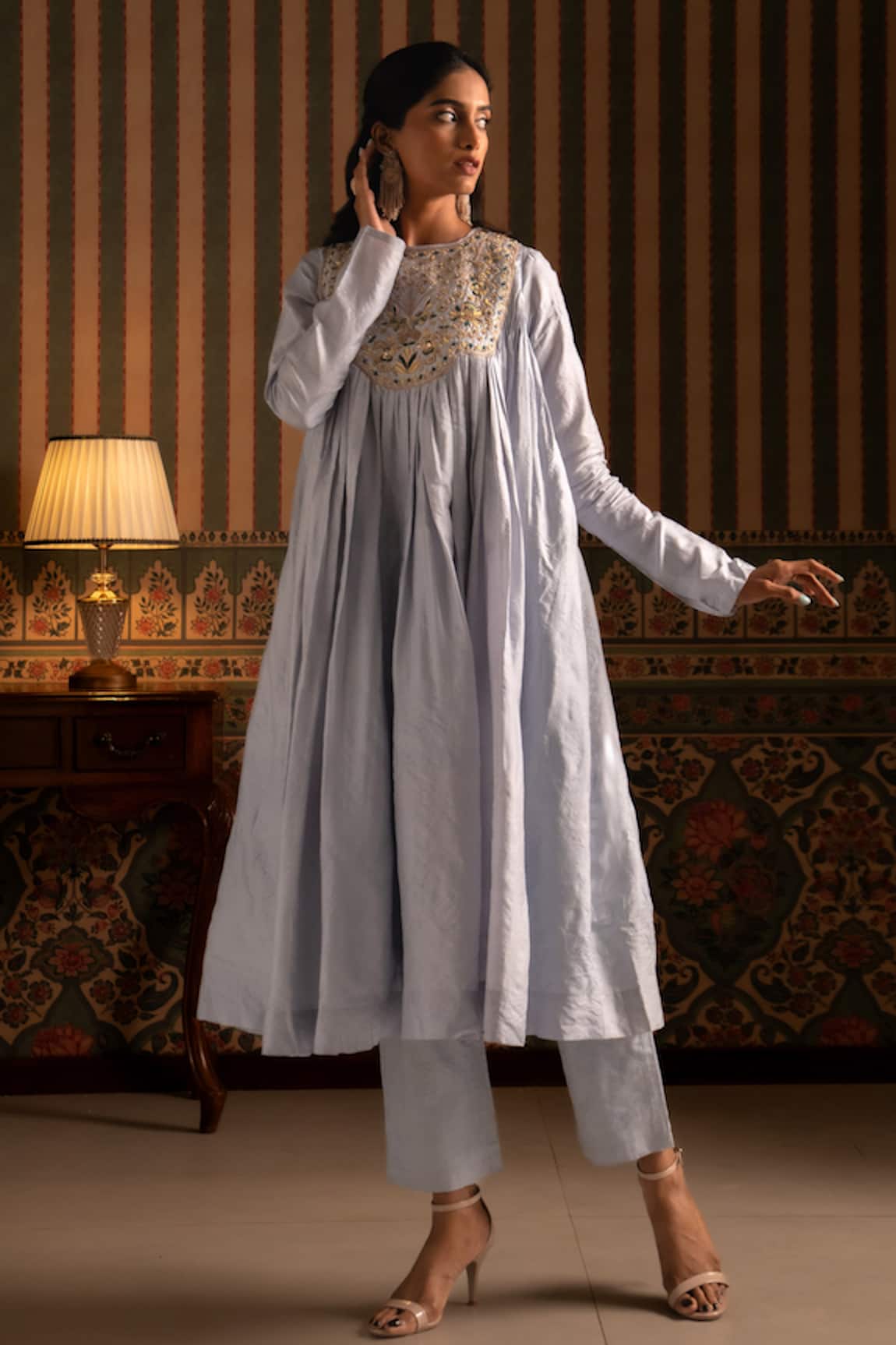 Aavya Floral Embroidered Anarkali Pant Set