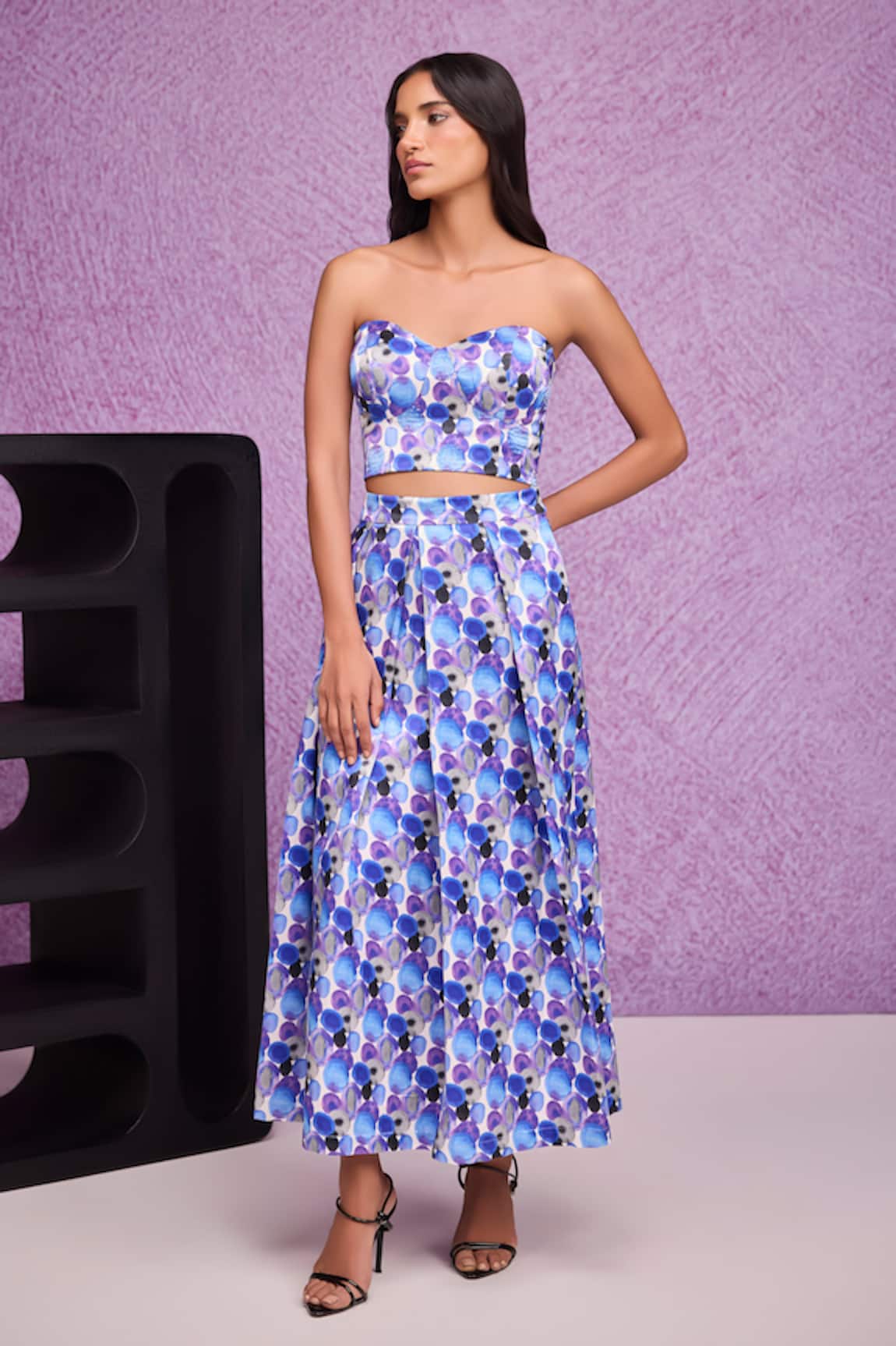 Tara And I Aquarelle Print & Embroidered Bustier