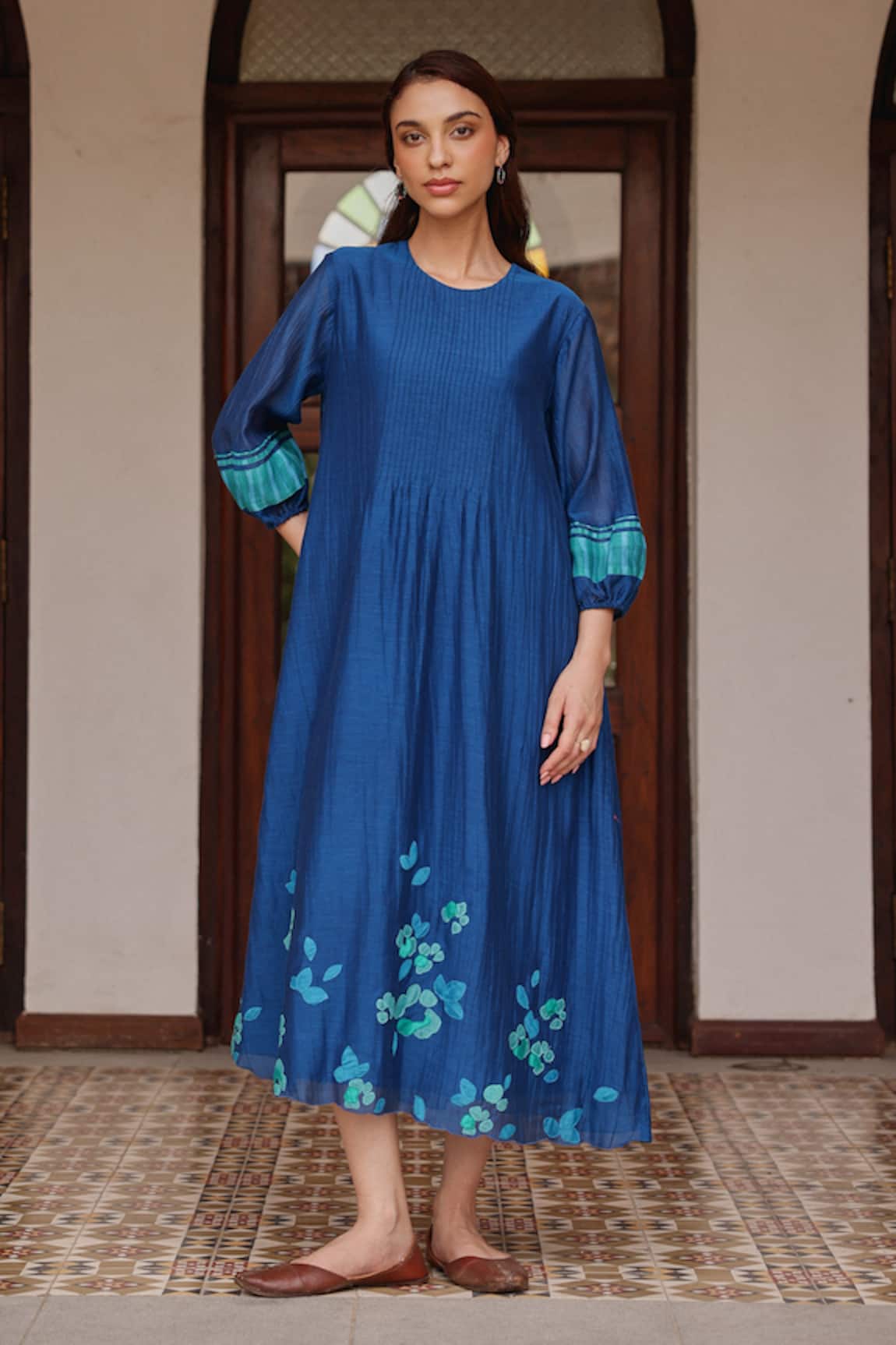 Vaayu Indigo Pintuck Dress