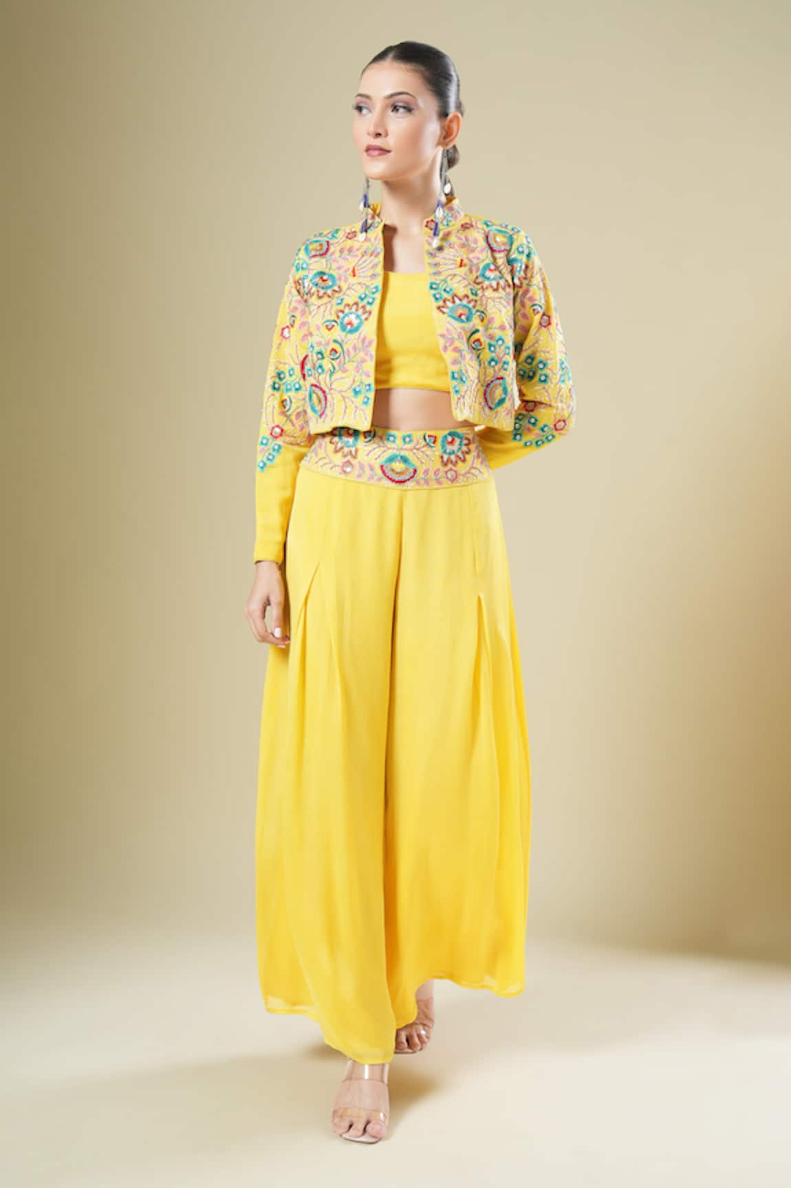 Samyukta Singhania Embroidered Jacket Palazzo Set 