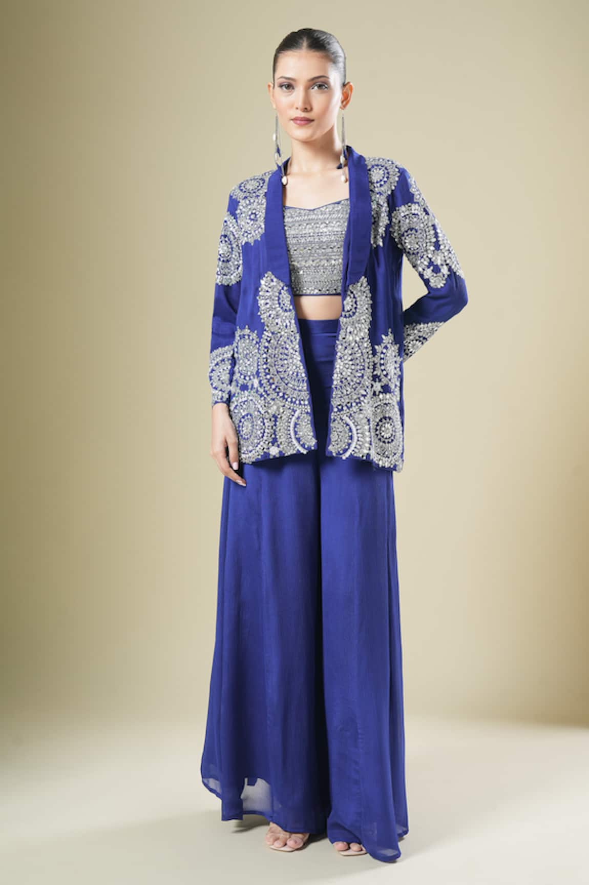 Samyukta Singhania Embroidered Jacket Palazzo Set 