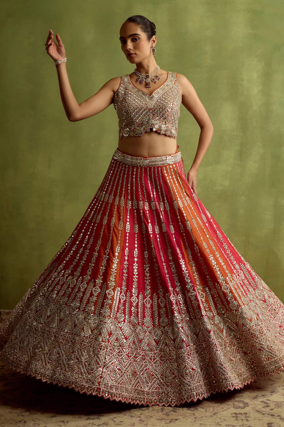 SUHINO Silk Embroidered Lehenga Set