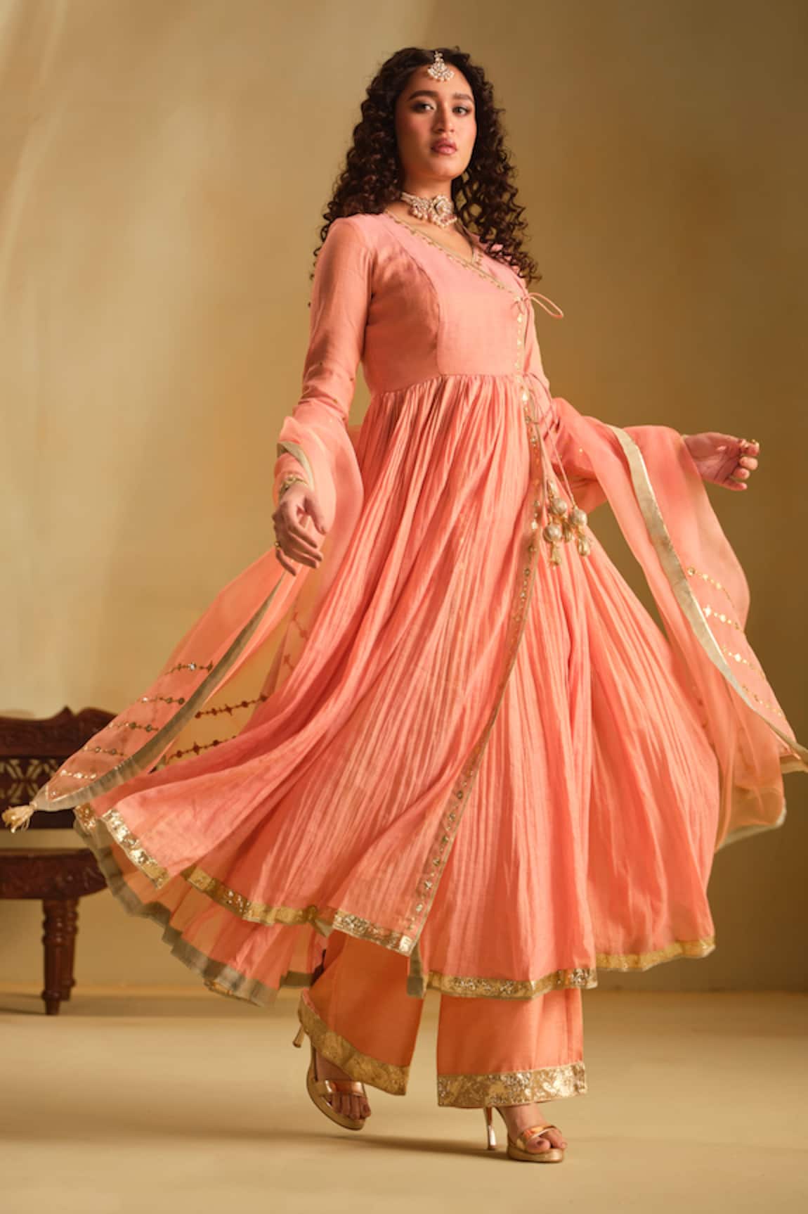 Almaari By Pooja Patel Arya Silk Anarkali Pant Set