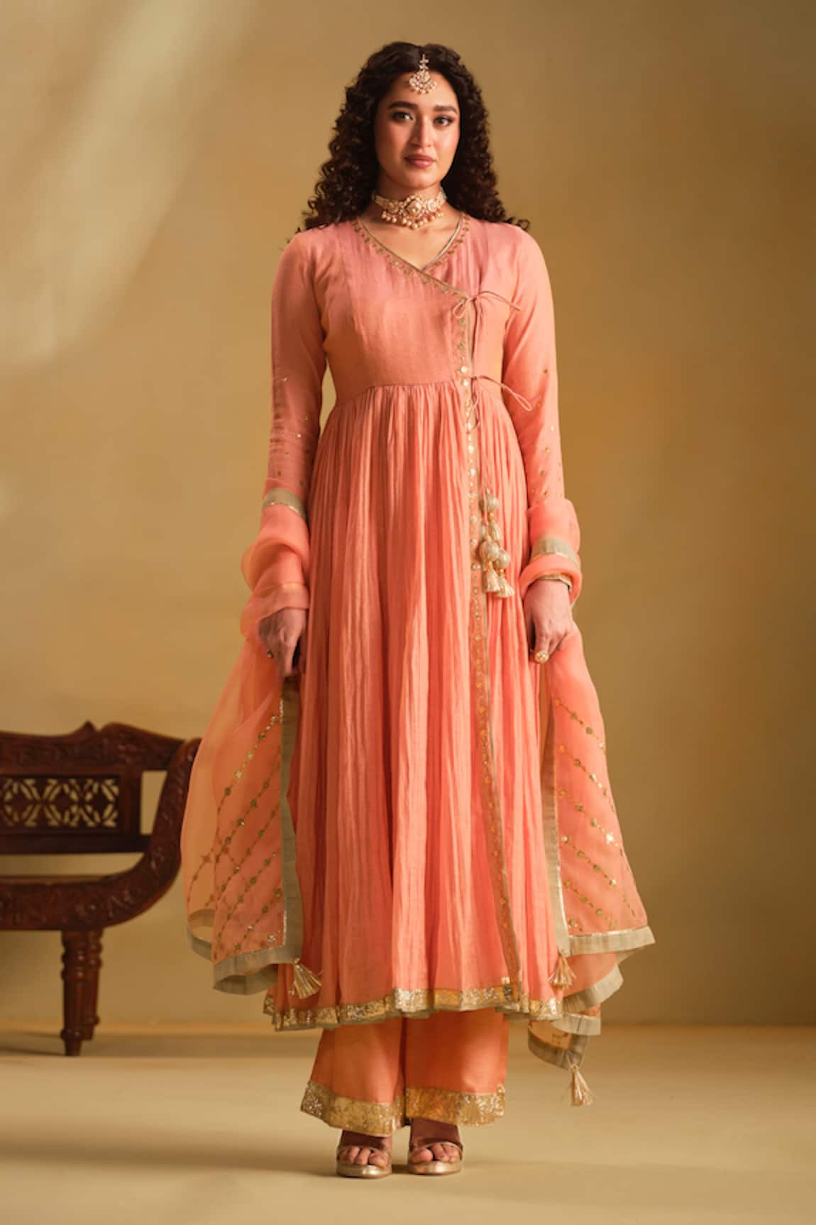 Almaari By Pooja Patel Sarvya Silk Angarkha Set 