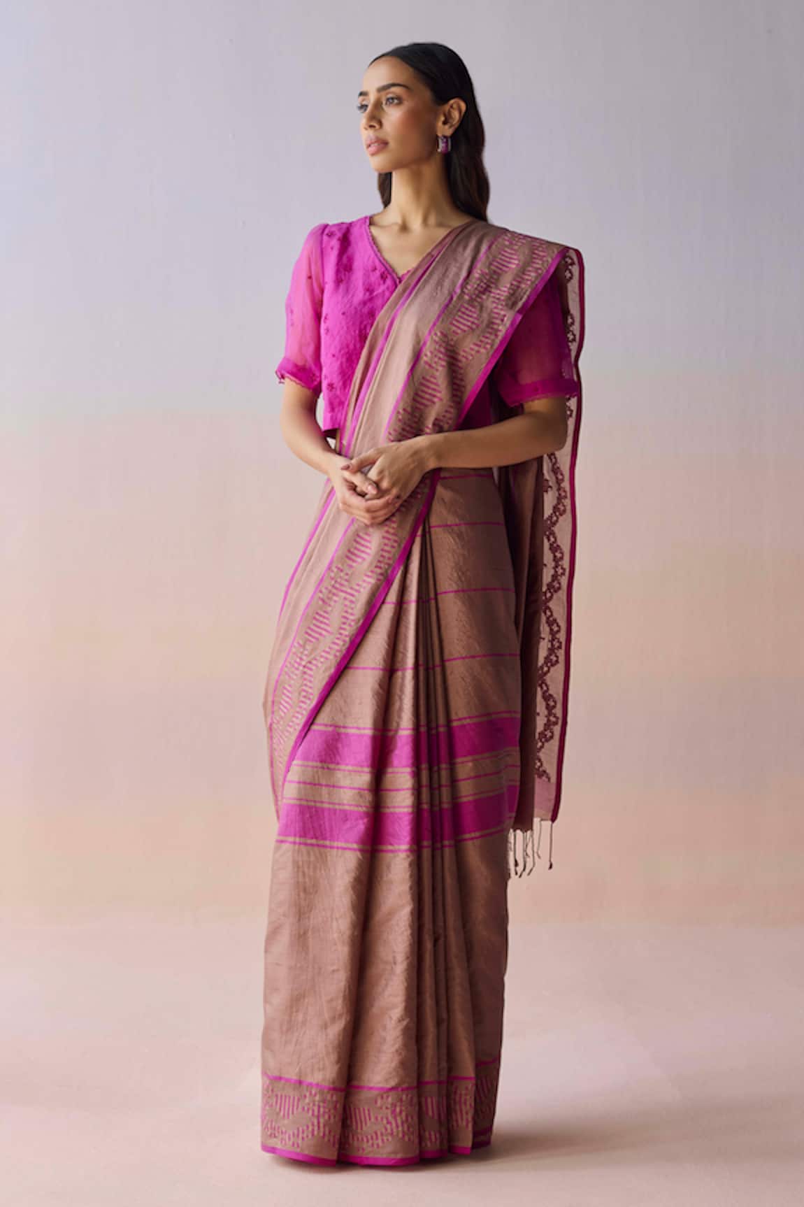 Surmaye Blush Horizon Jamdani Saree
