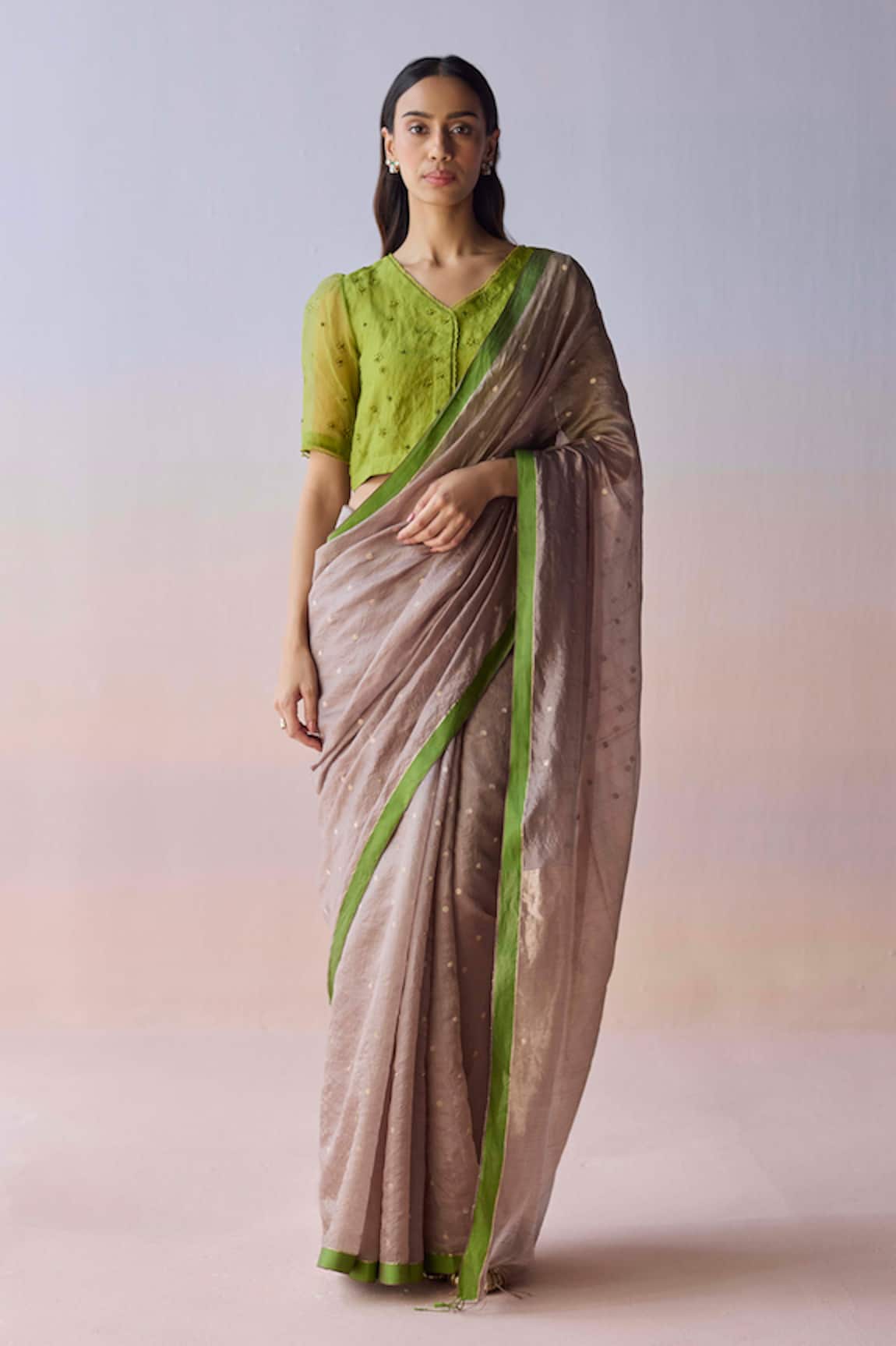 Surmaye Taupe Wildflower Gleam Saree