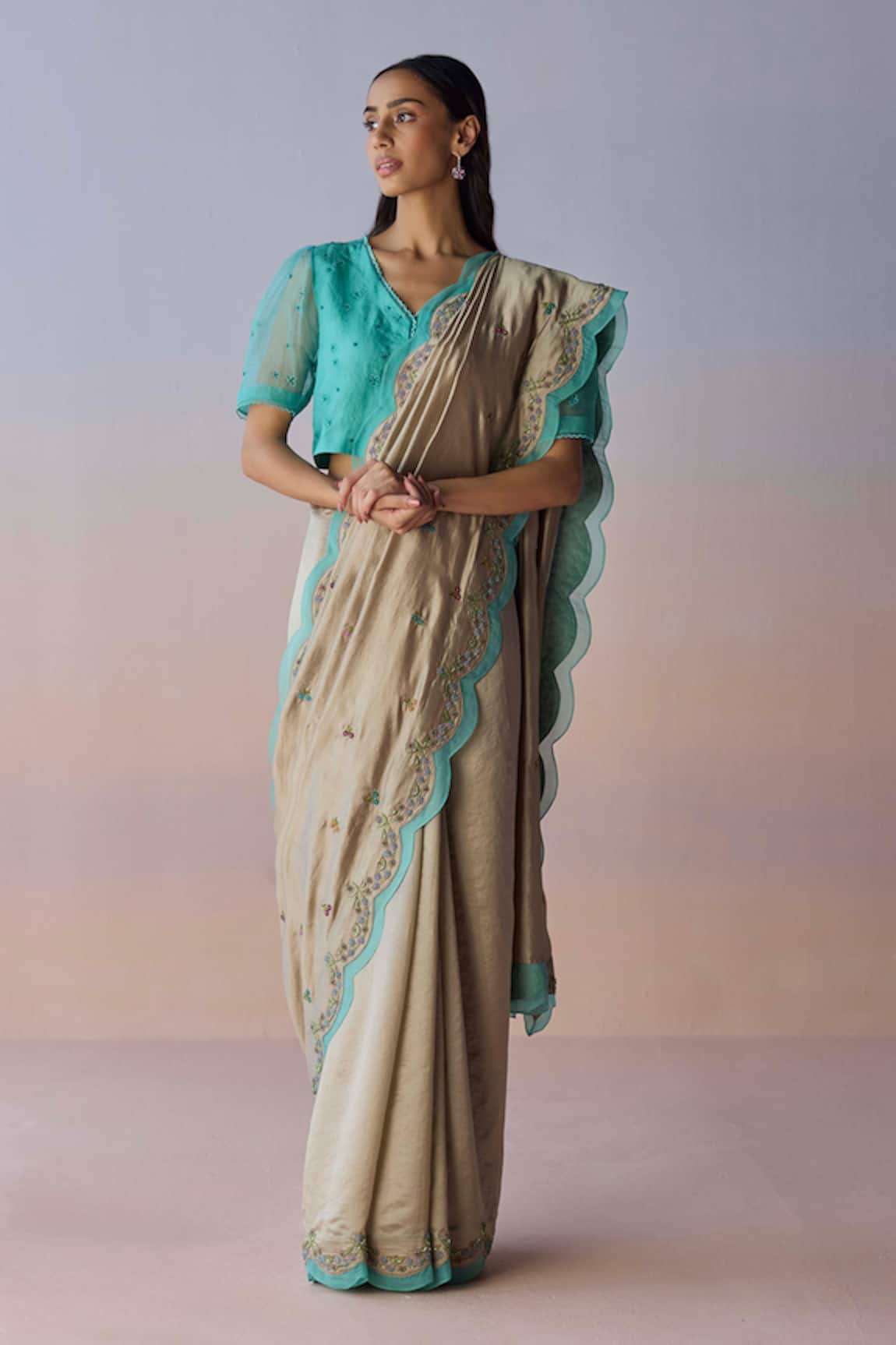 Surmaye Oceans Breath Embroidered Saree