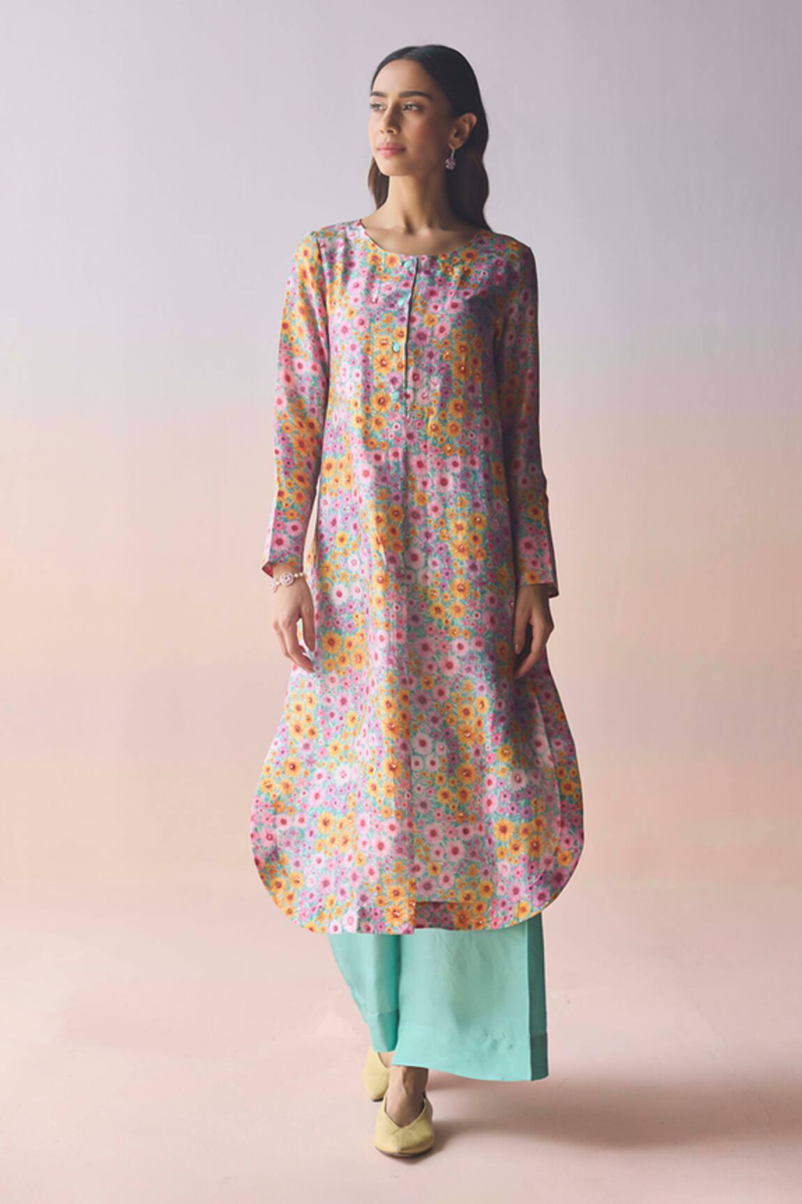 Surmaye Wildflower Dawn Blue Kurta & Pant Set