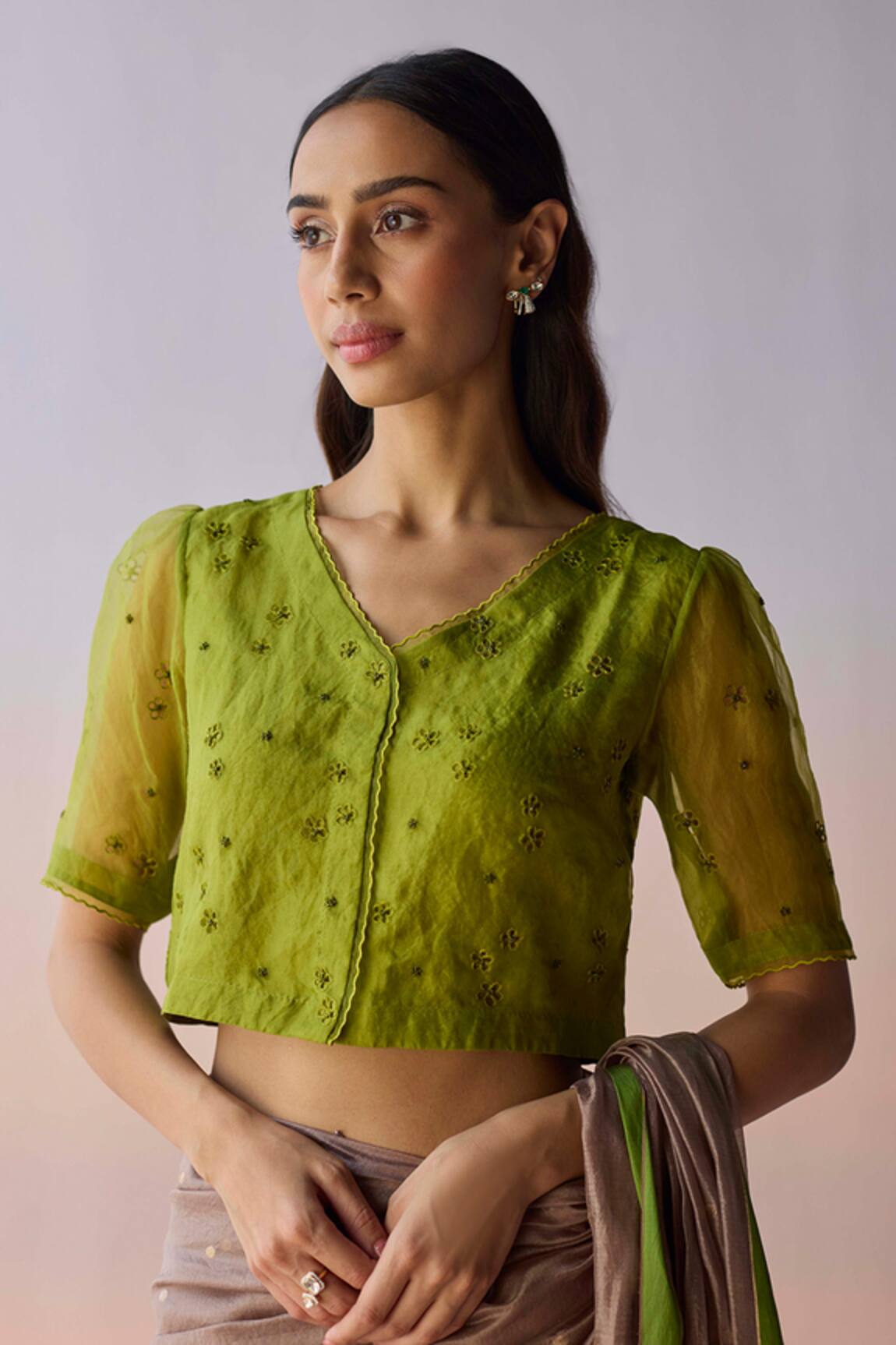 Surmaye StarBloom Leaf Green Blouse