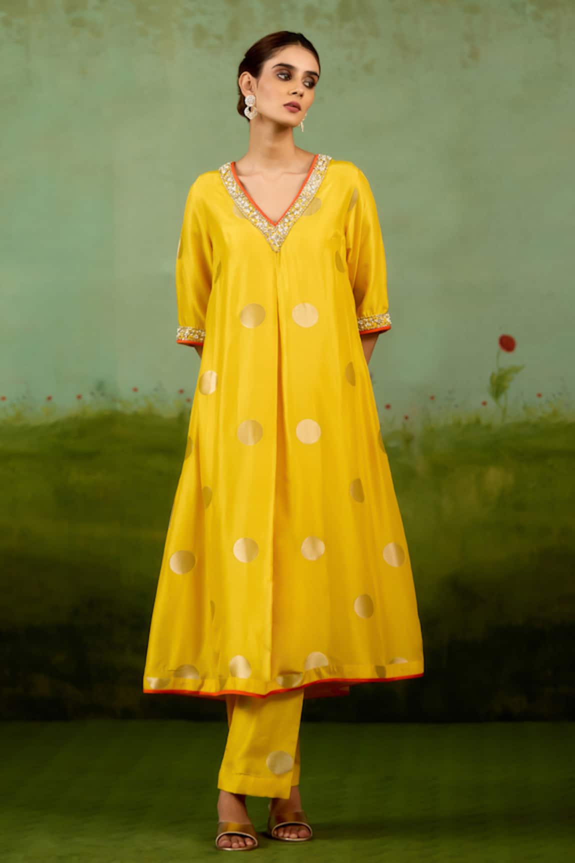 Shyam Narayan Prasad Vibrant Yellow Embroidered Kurta Set