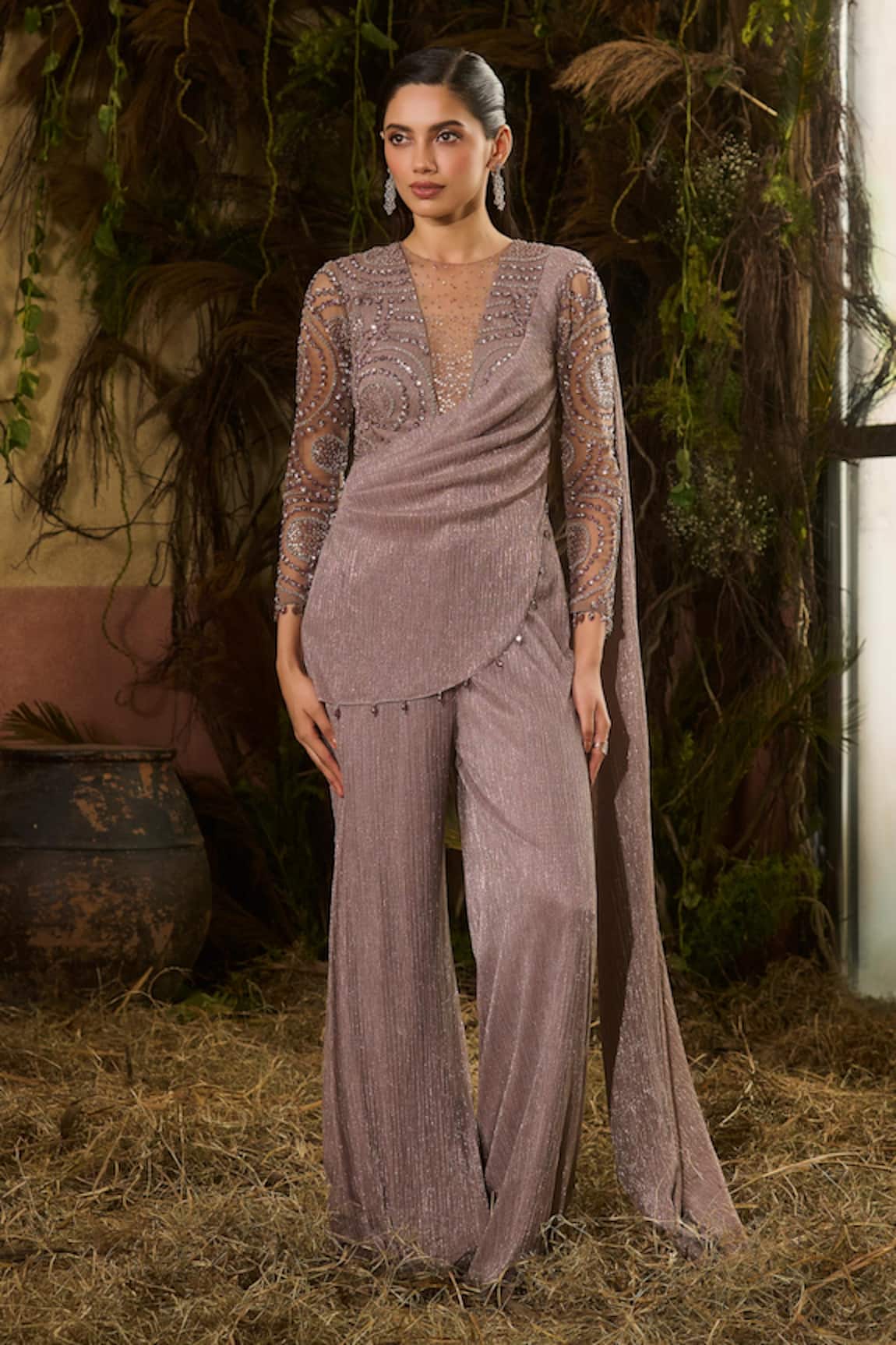 Shashank Arya Pleated Knit Jumpsuit 