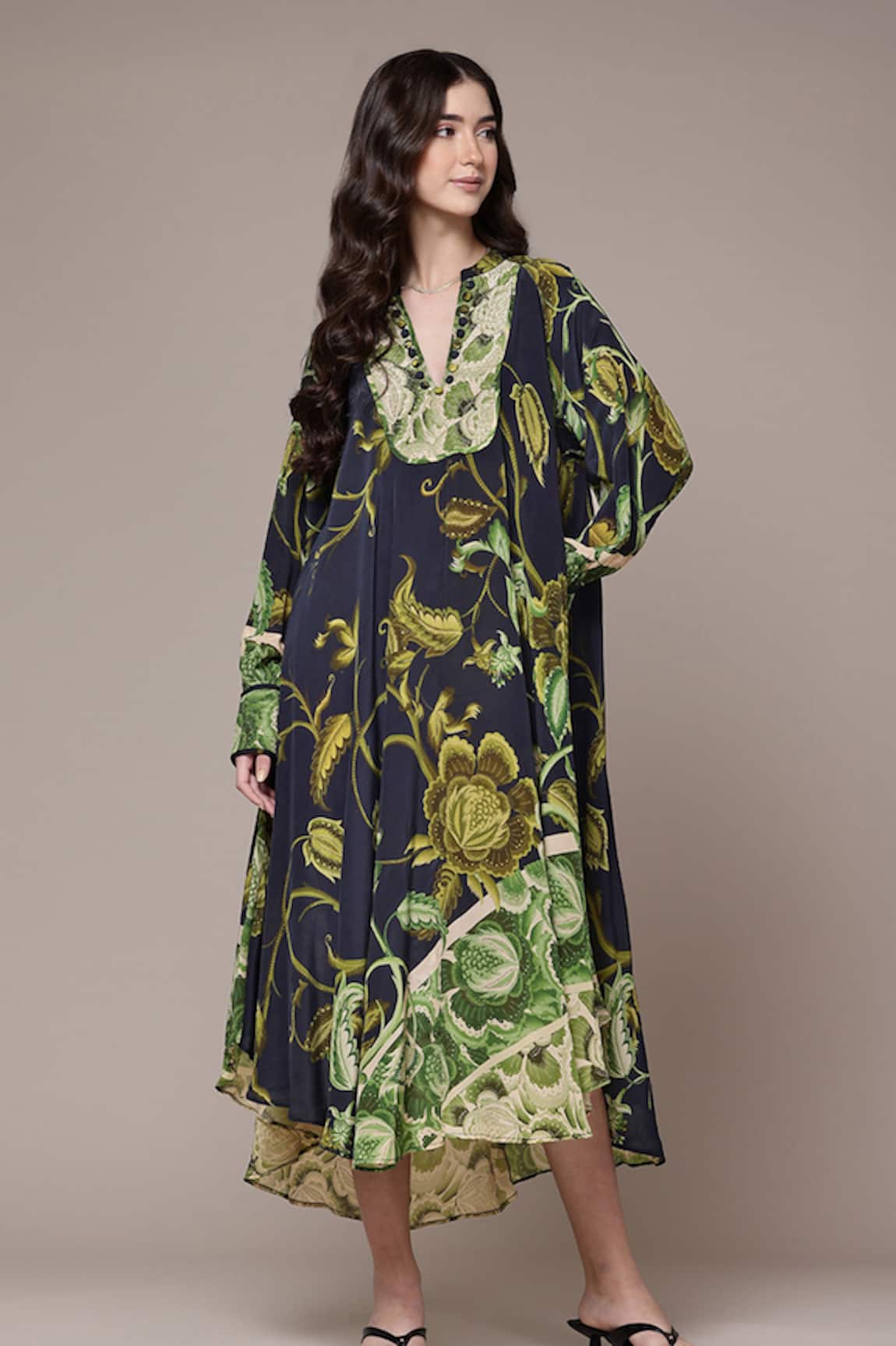 Ritu Kumar Amaraa Floral Print A-line Dress With Camisole 