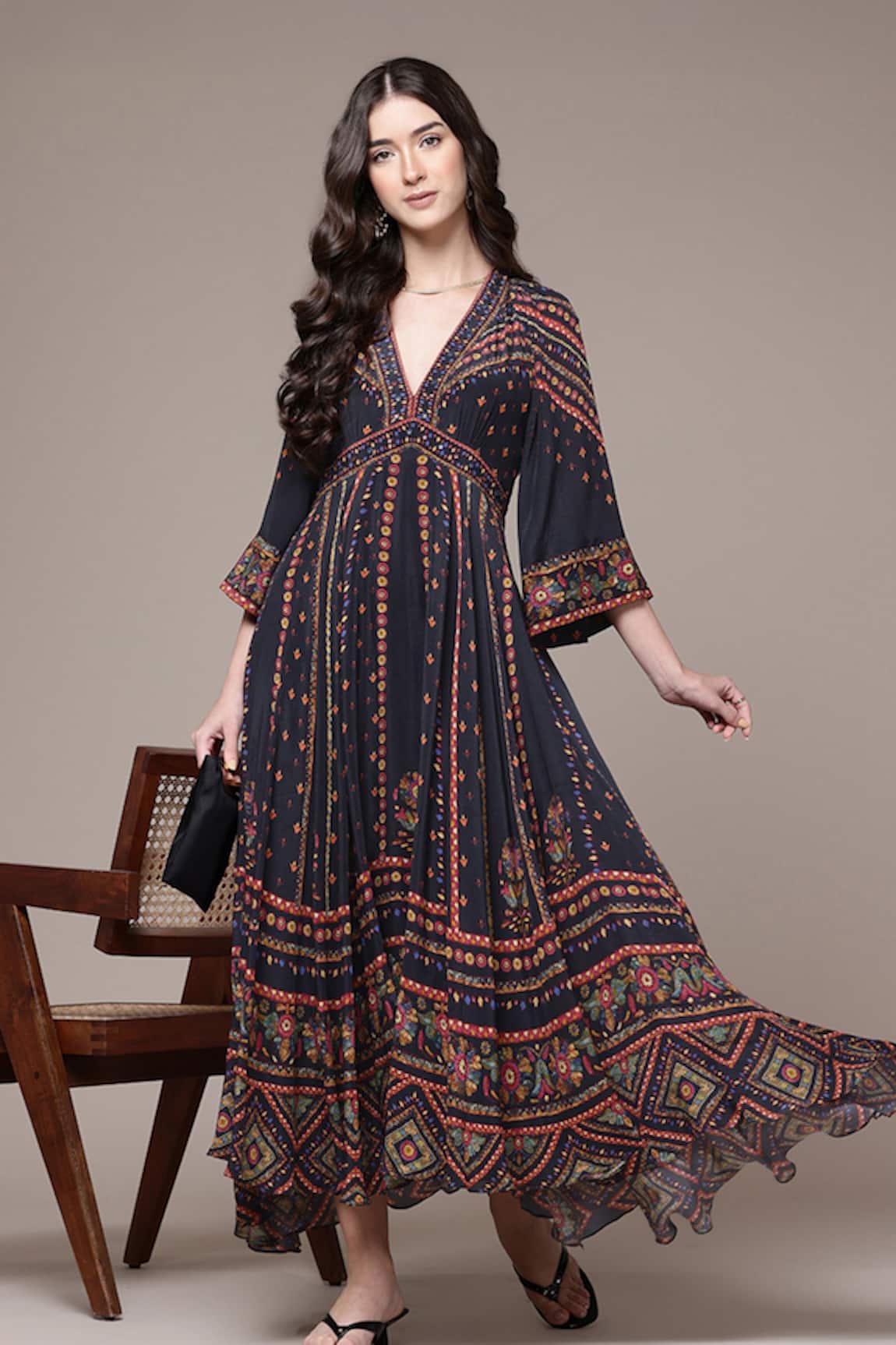 Ritu Kumar Amelia Geometric Print Fit & Flare Dress 