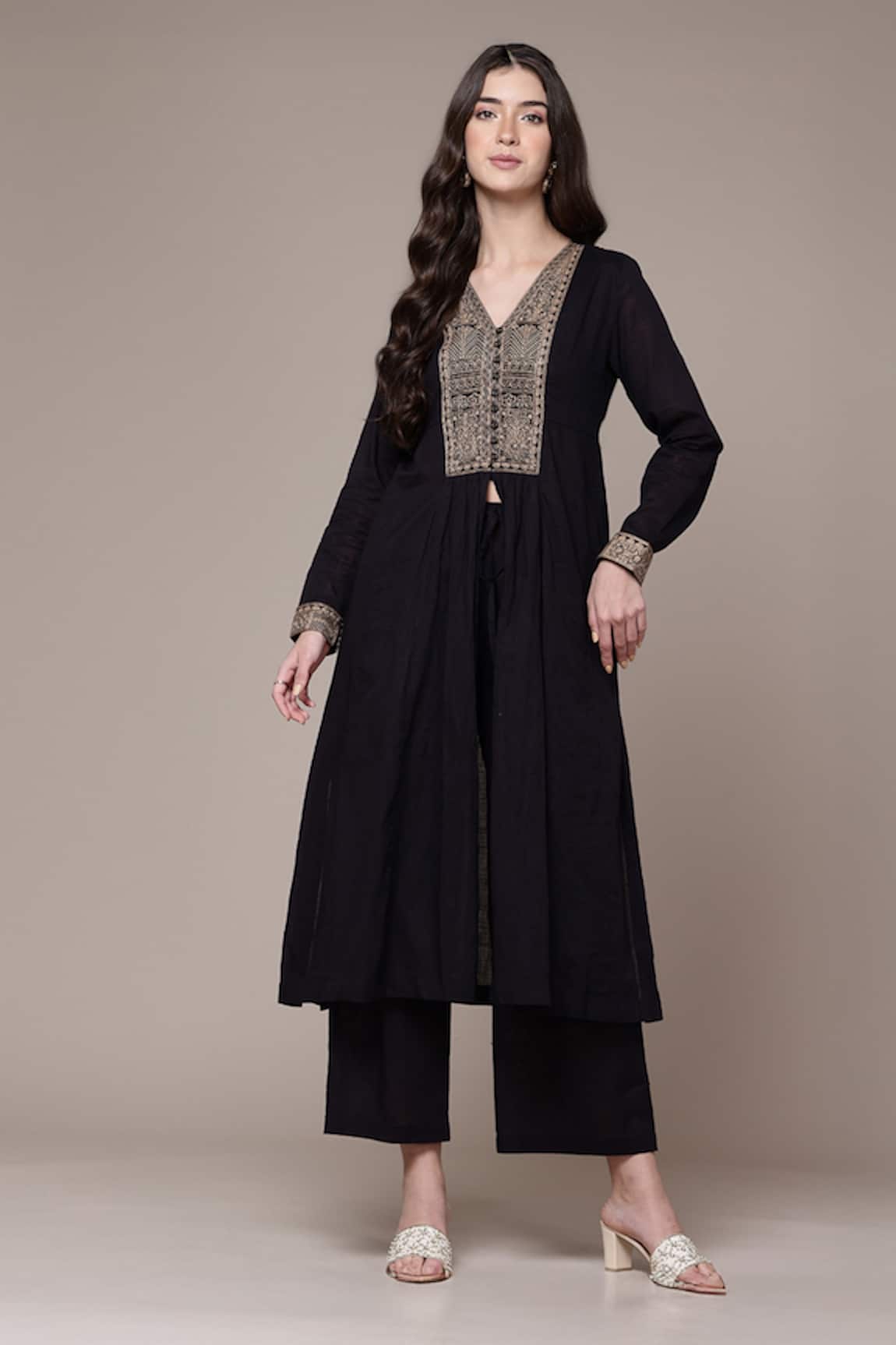 Ritu Kumar Aztec Embroidered V-Neck Kurta & Palazzo Set 