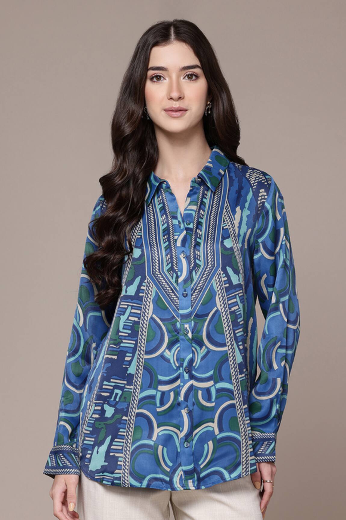 Ritu Kumar Geometric Print Full Sleeve Shirt 