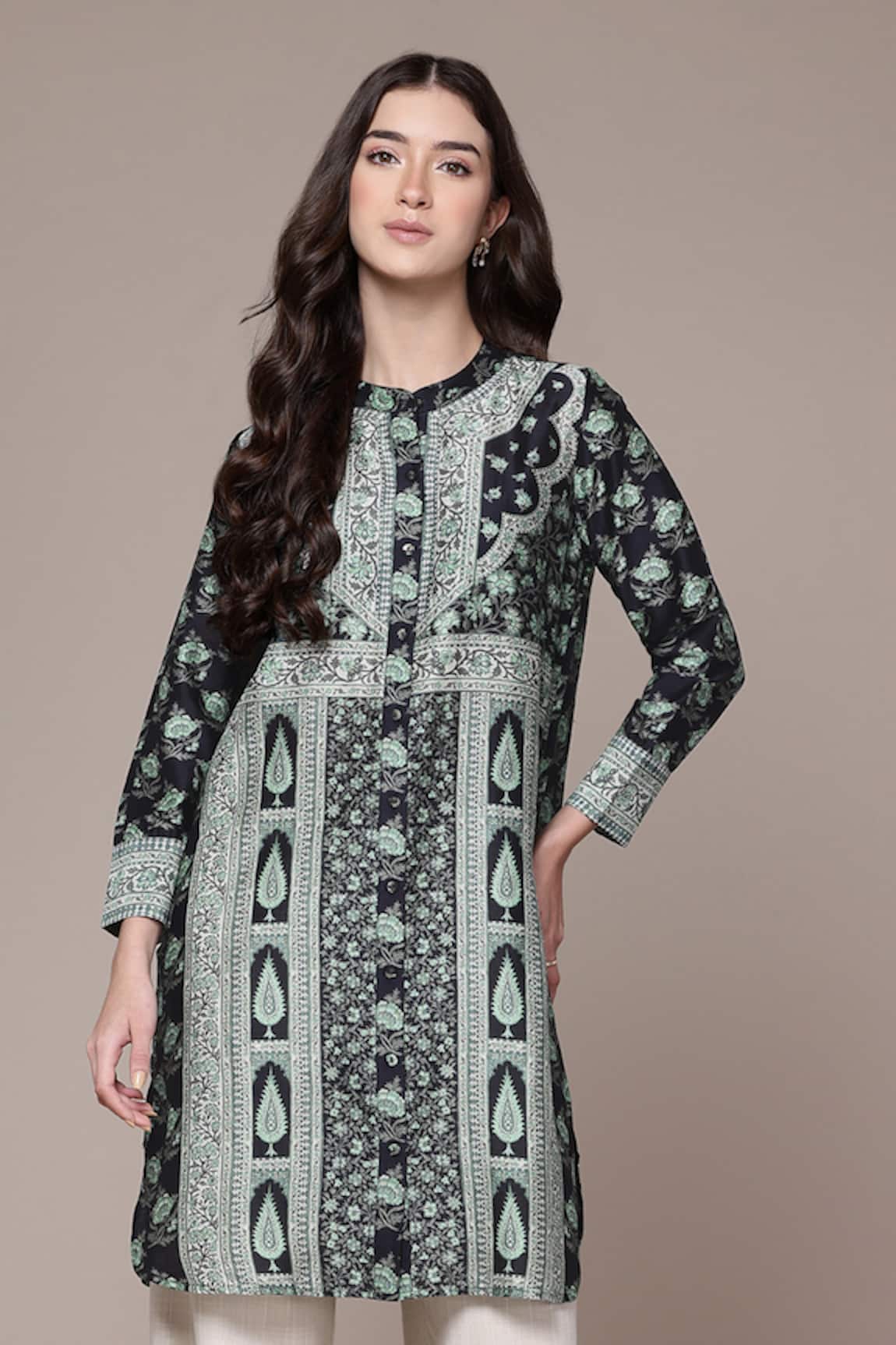 Ritu Kumar Floral Print Mandarin Collar Tunic